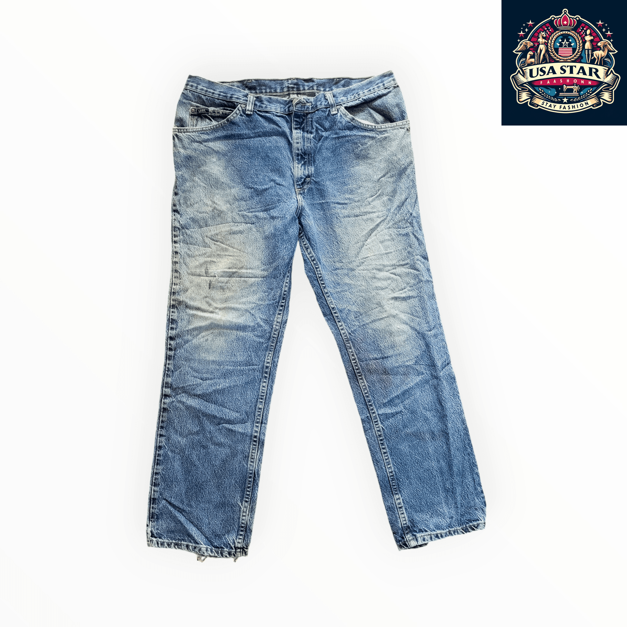 Lee Men's Denim Jeans W36 x L29, Light Blue, 100% Cotton, Grade B Condition, Distressed Style - USASTARFASHION