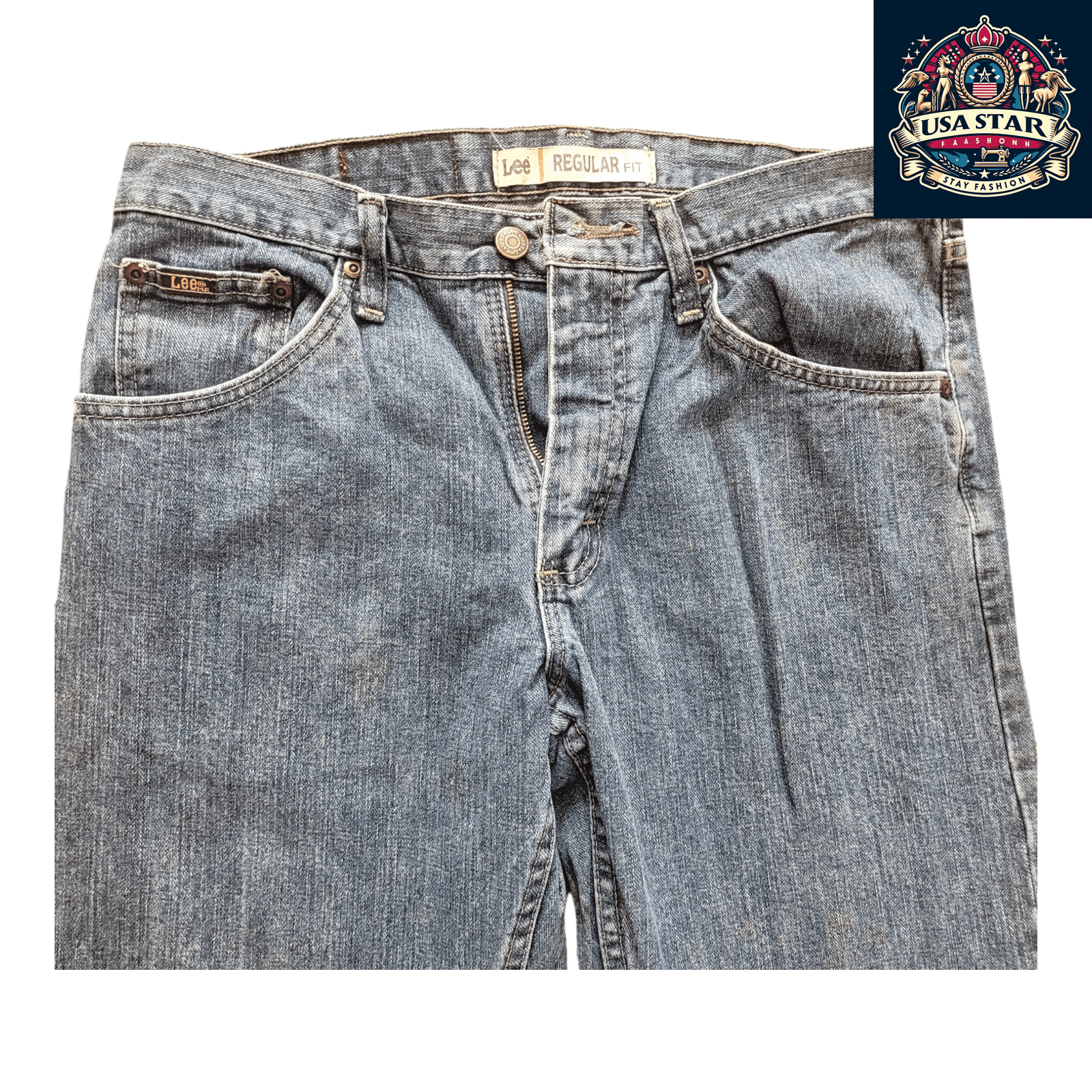Lee Men's Regular Fit Jeans W32 x L27 in Blue Denim, Comfortable, Durable Everyday Wear - USASTARFASHION