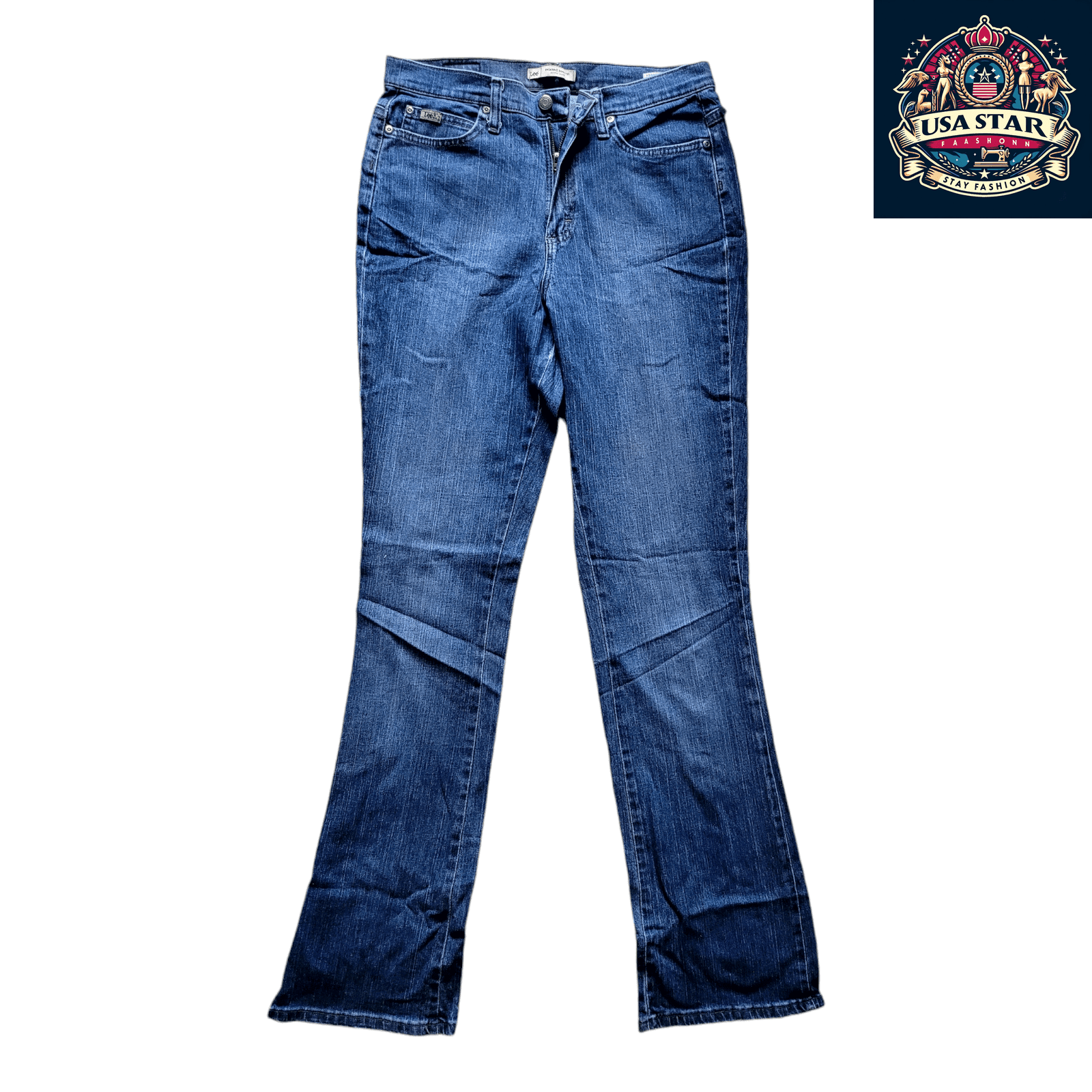 Lee Women's Relaxed Bootcut Jeans Size 8 Long in Blue Denim, Flattering Fit for Everyday Comfort - USASTARFASHION