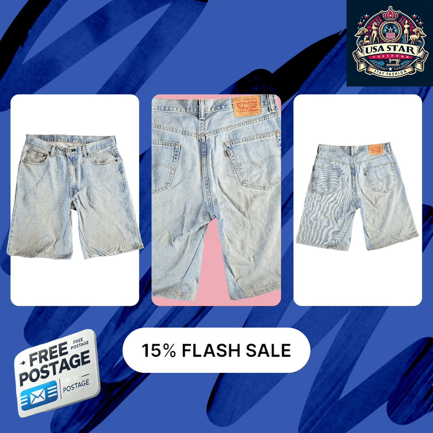 Levi's 550 Denim Shorts W34 In Light Blue - Relaxed Fit, Comfortable & Versatile Summer Essential - USASTARFASHION