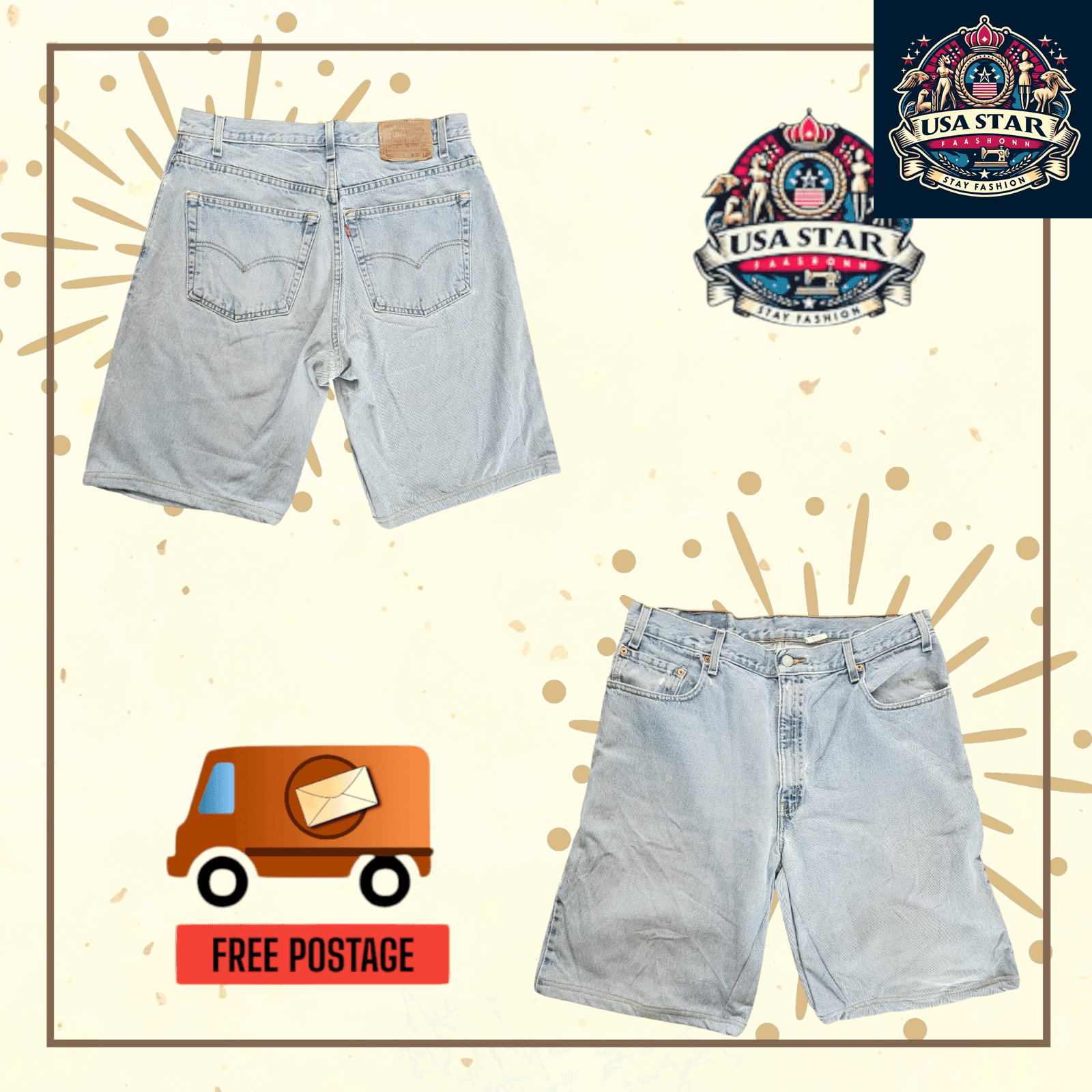 Levi's 560 Loose Fit Tapered Leg Shorts W36 - Comfortable Cotton Blend, Relaxed Fit, Modern Style - USASTARFASHION
