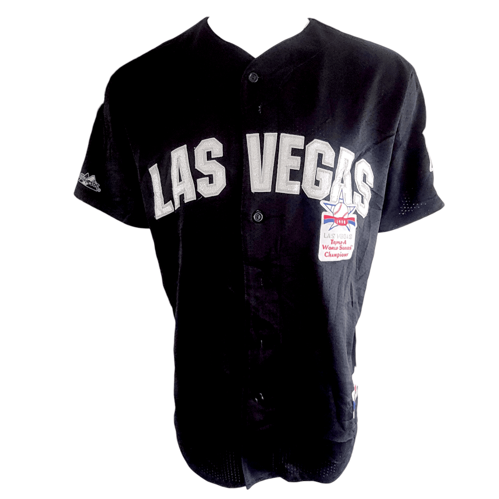 Majestic Las Vegas Jersey XL Black 1998 Triple - A World Series Champions New Orleans Zephyrs - USASTARFASHION