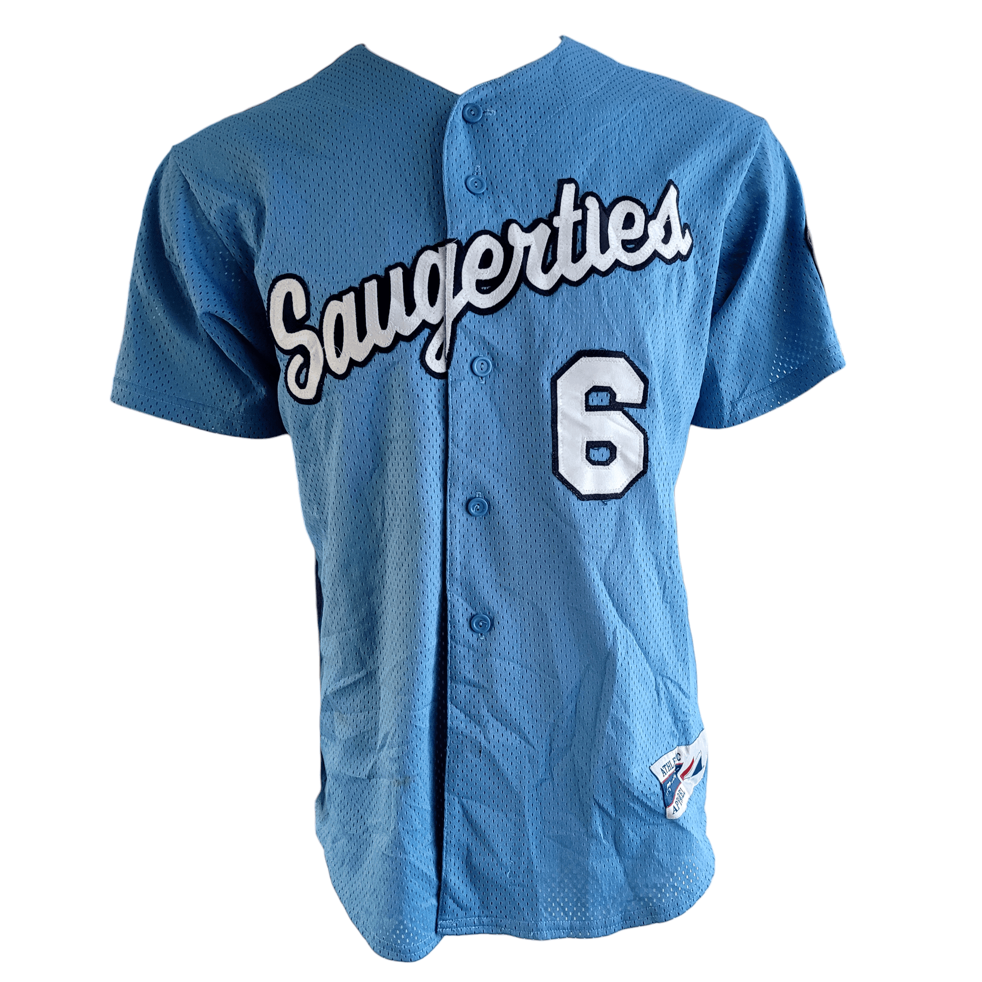 Majestic Saugerties Baseball Jersey Men's Medium 6 - Authentic Sky Blue Polyester Teamwear - USASTARFASHION