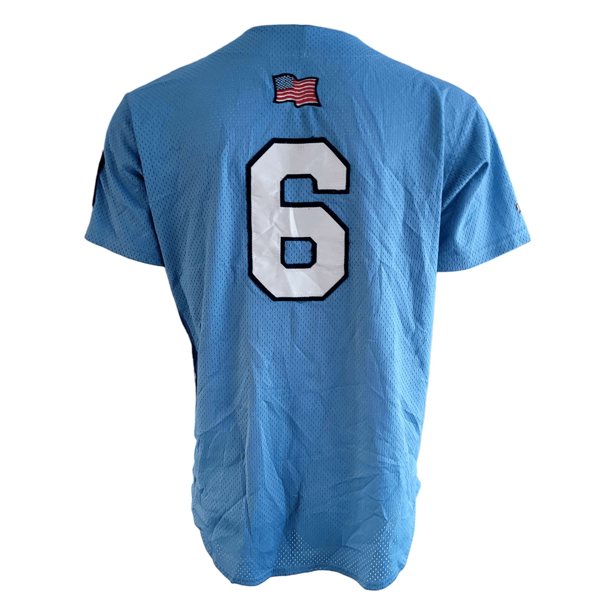 Majestic Saugerties Baseball Jersey Men's Medium 6 - Authentic Sky Blue Polyester Teamwear - USASTARFASHION