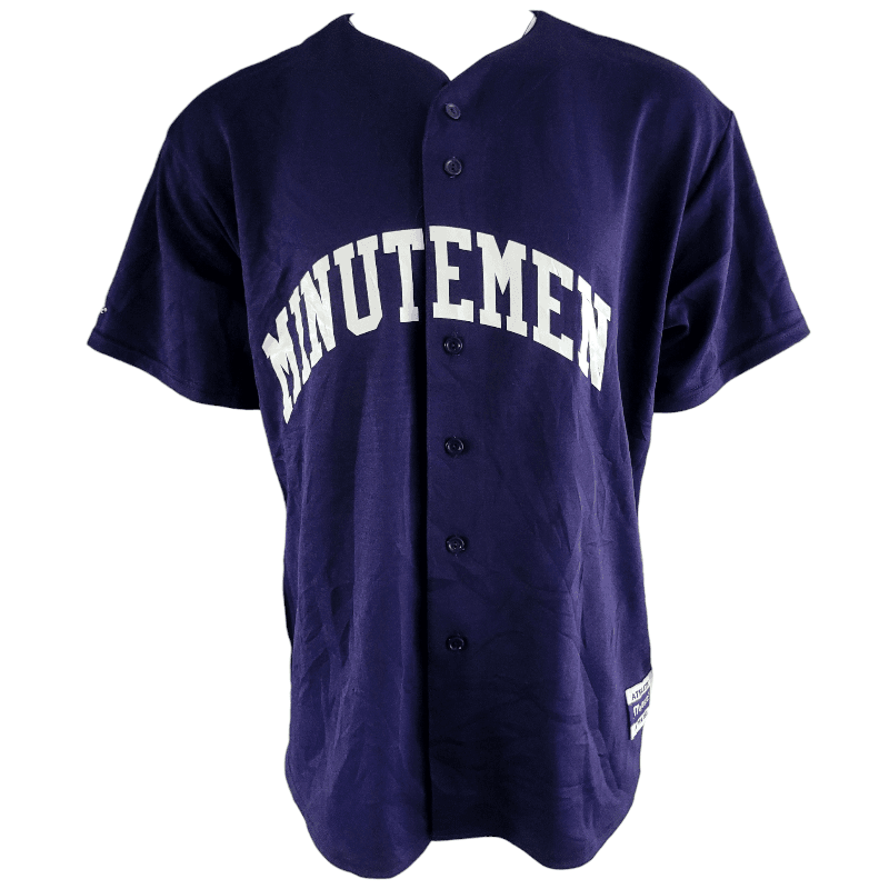 Majestic Vintage Baseball Jersey XL 14 Minutemen Buckaroo Made In USA Navy Blue - USASTARFASHION