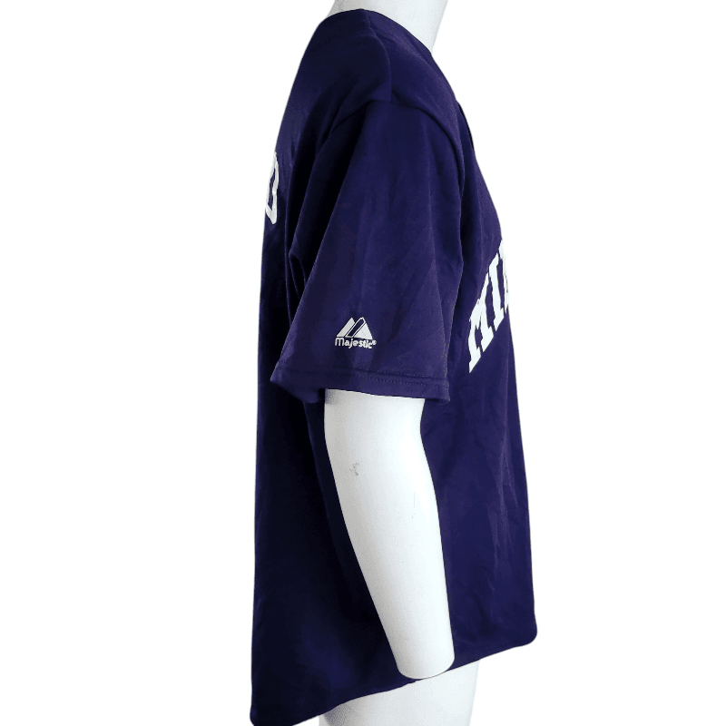 Majestic Vintage Baseball Jersey XL 14 Minutemen Buckaroo Made In USA Navy Blue - USASTARFASHION