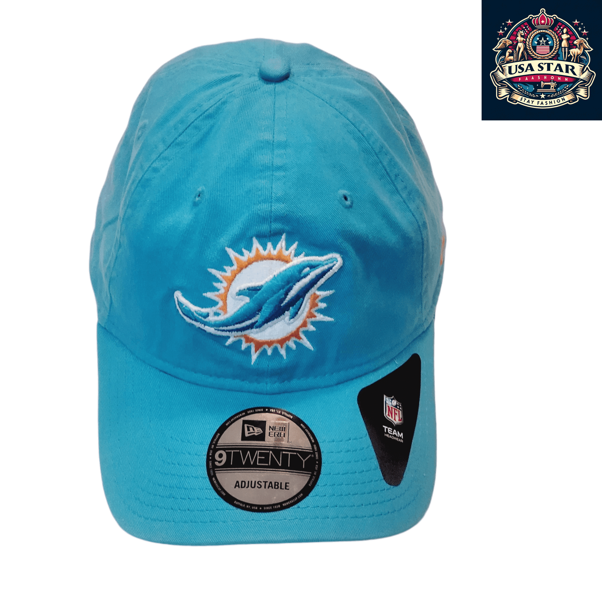 Miami Dolphins Cap – New Era 9Twenty Teal Adjustable Hat with Embroidered Logos, NFL Licensed - USASTARFASHION