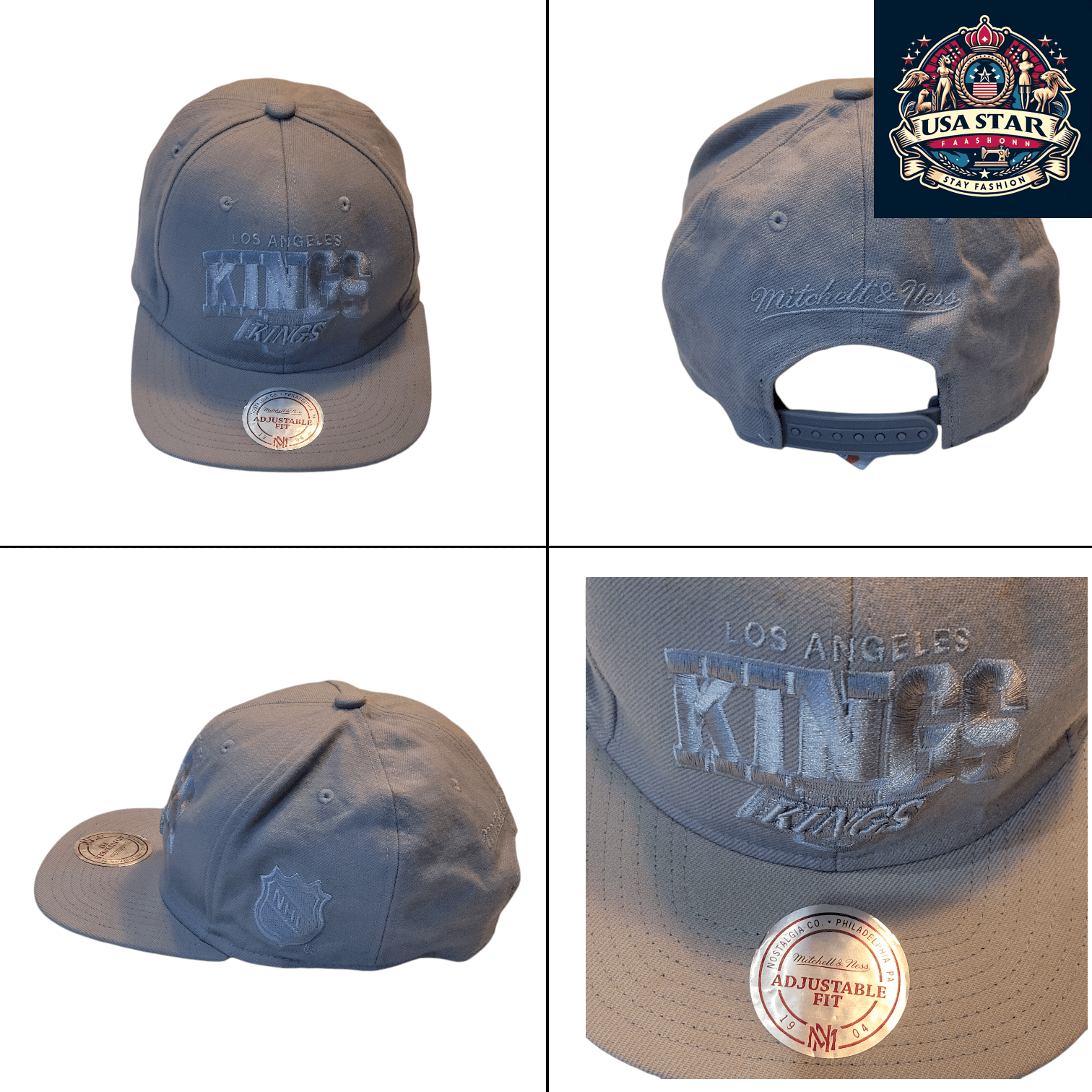 Mitchell And Ness Kings Snapback Cap – Adjustable Gray Wool Hat with Detailed Embroidery - USASTARFASHION