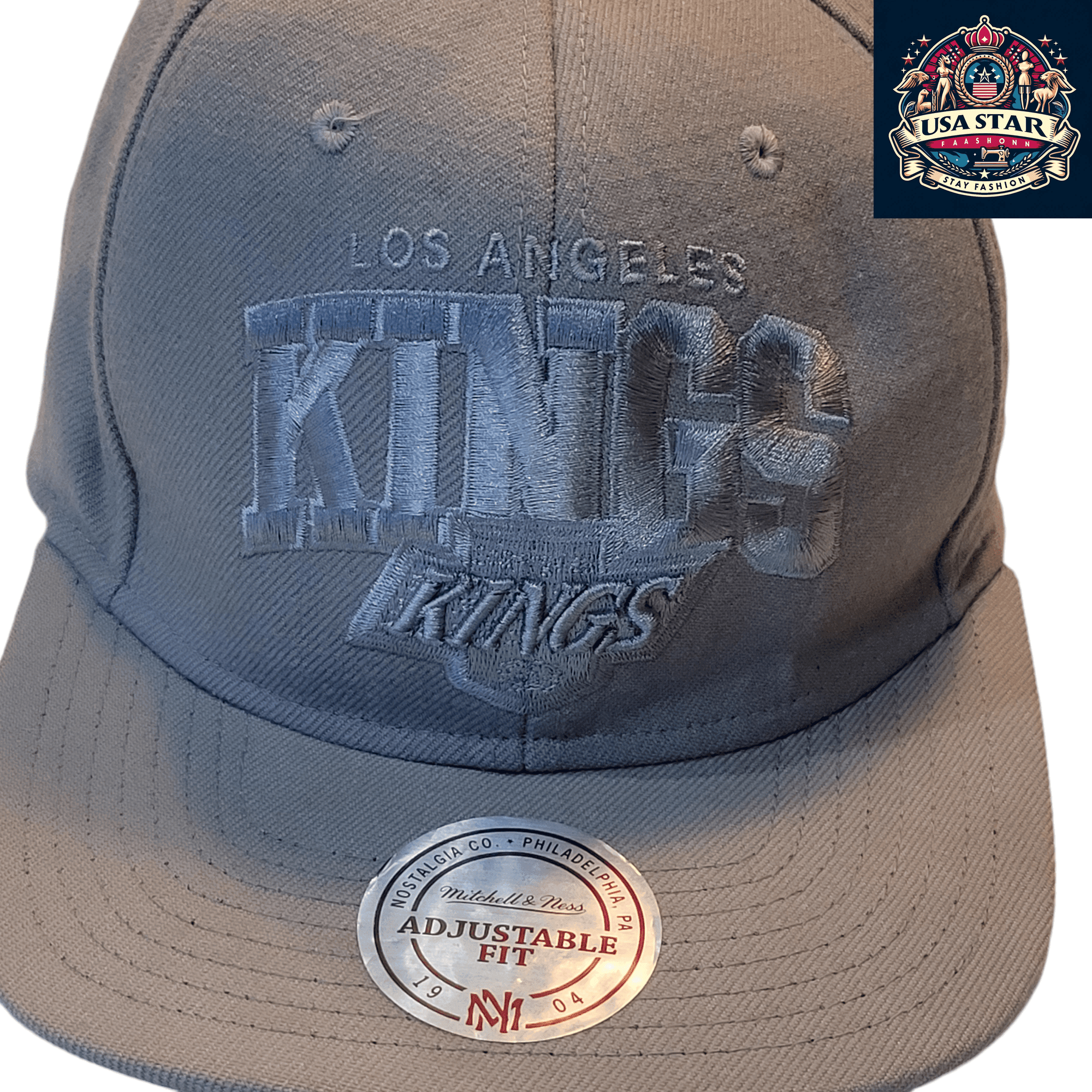 Mitchell And Ness Kings Snapback Cap – Adjustable Gray Wool Hat with Detailed Embroidery - USASTARFASHION