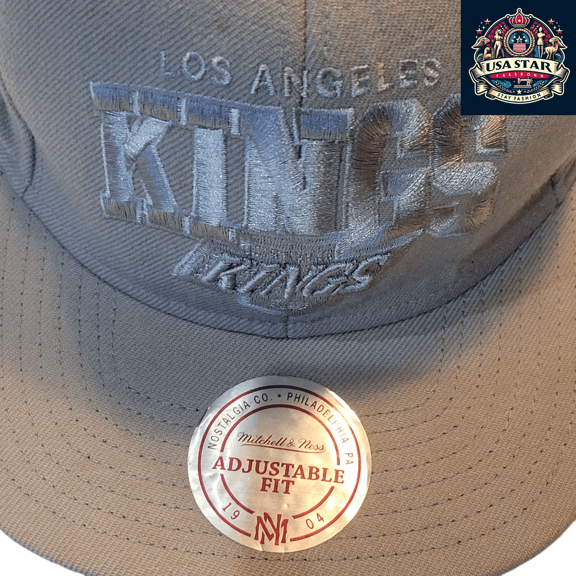 Mitchell And Ness Kings Snapback Cap – Adjustable Gray Wool Hat with Detailed Embroidery - USASTARFASHION