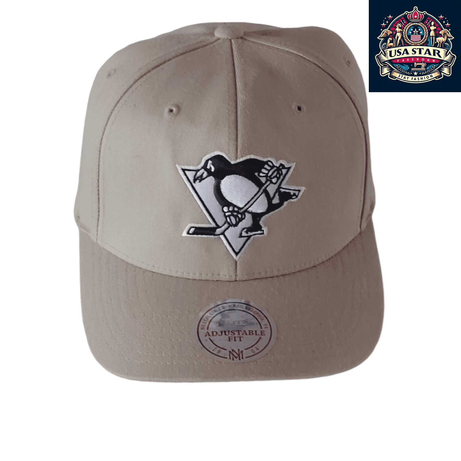 Mitchell And Ness Vintage Hat - Pittsburgh Penguins NHL Snapback, Adjustable Fit, Embroidered Logo - USASTARFASHION