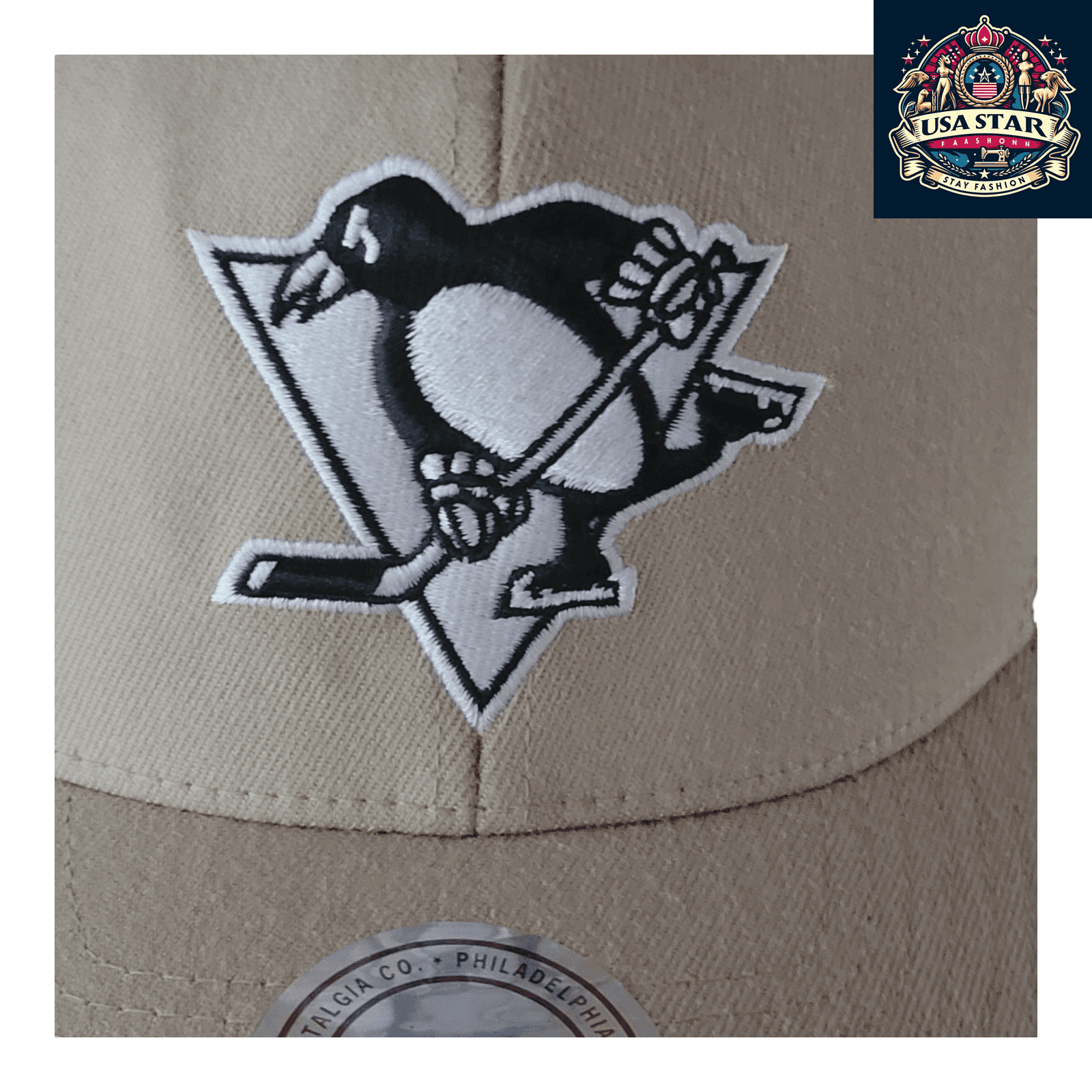 Mitchell And Ness Vintage Hat - Pittsburgh Penguins NHL Snapback, Adjustable Fit, Embroidered Logo - USASTARFASHION