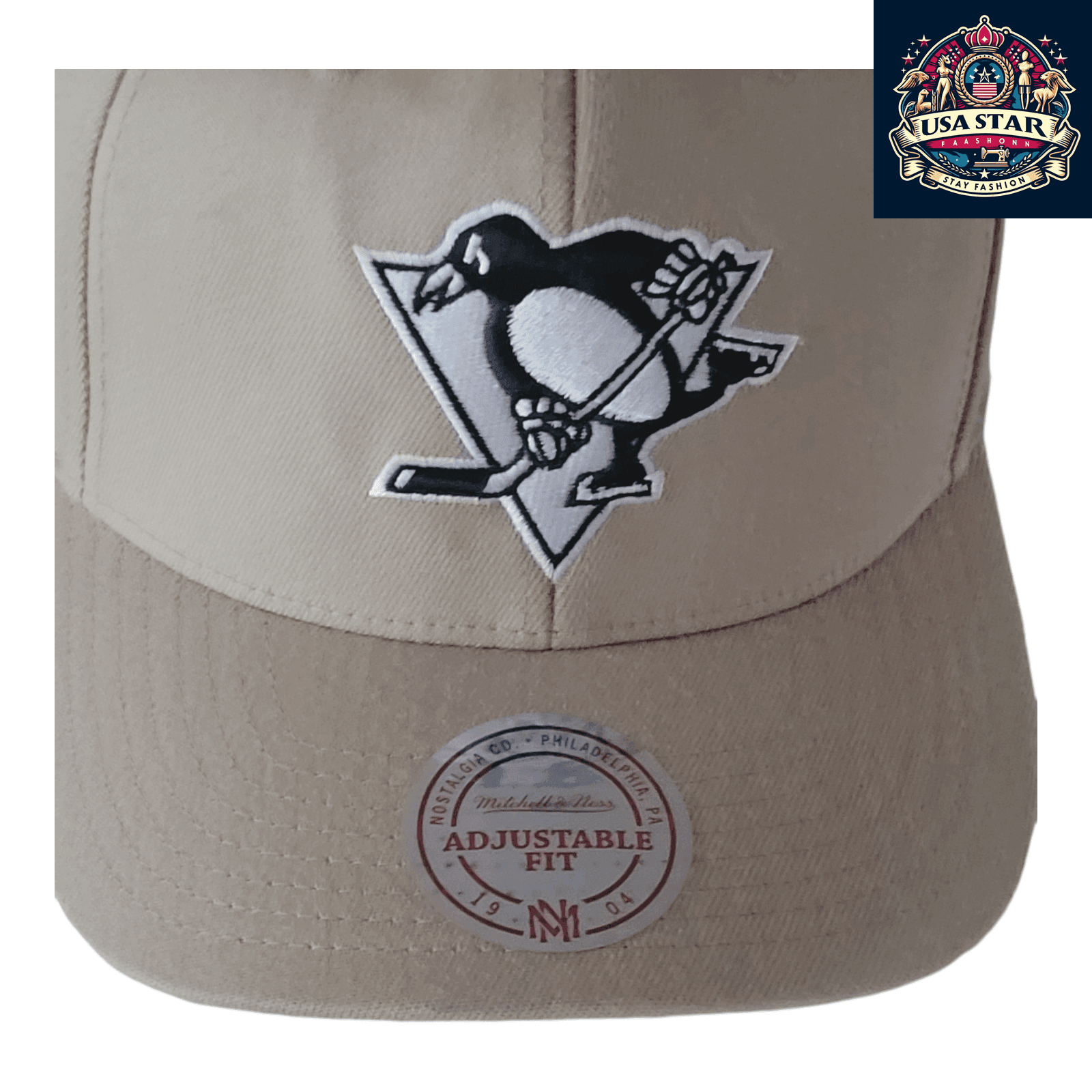 Mitchell And Ness Vintage Hat - Pittsburgh Penguins NHL Snapback, Adjustable Fit, Embroidered Logo - USASTARFASHION