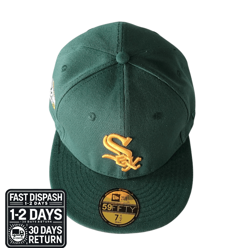 New Era 59Fifty World Series Champions Cap 7 1/2 - Chicago White Sox Green with Gold Logo - USASTARFASHION