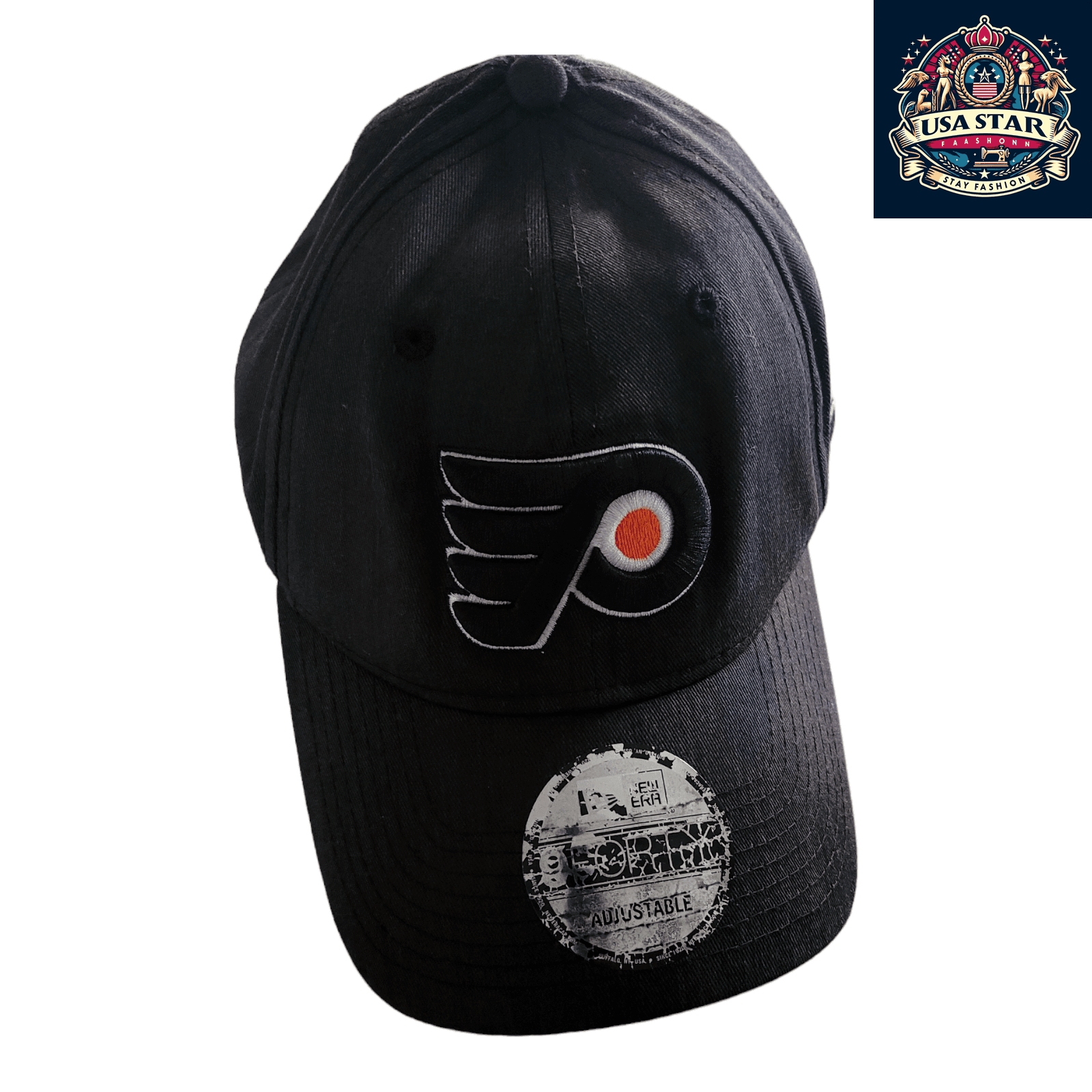 New Era 9FORTY Adjustable Philadelphia Flyers Cap Black One Size Fits Most for Fans - USASTARFASHION