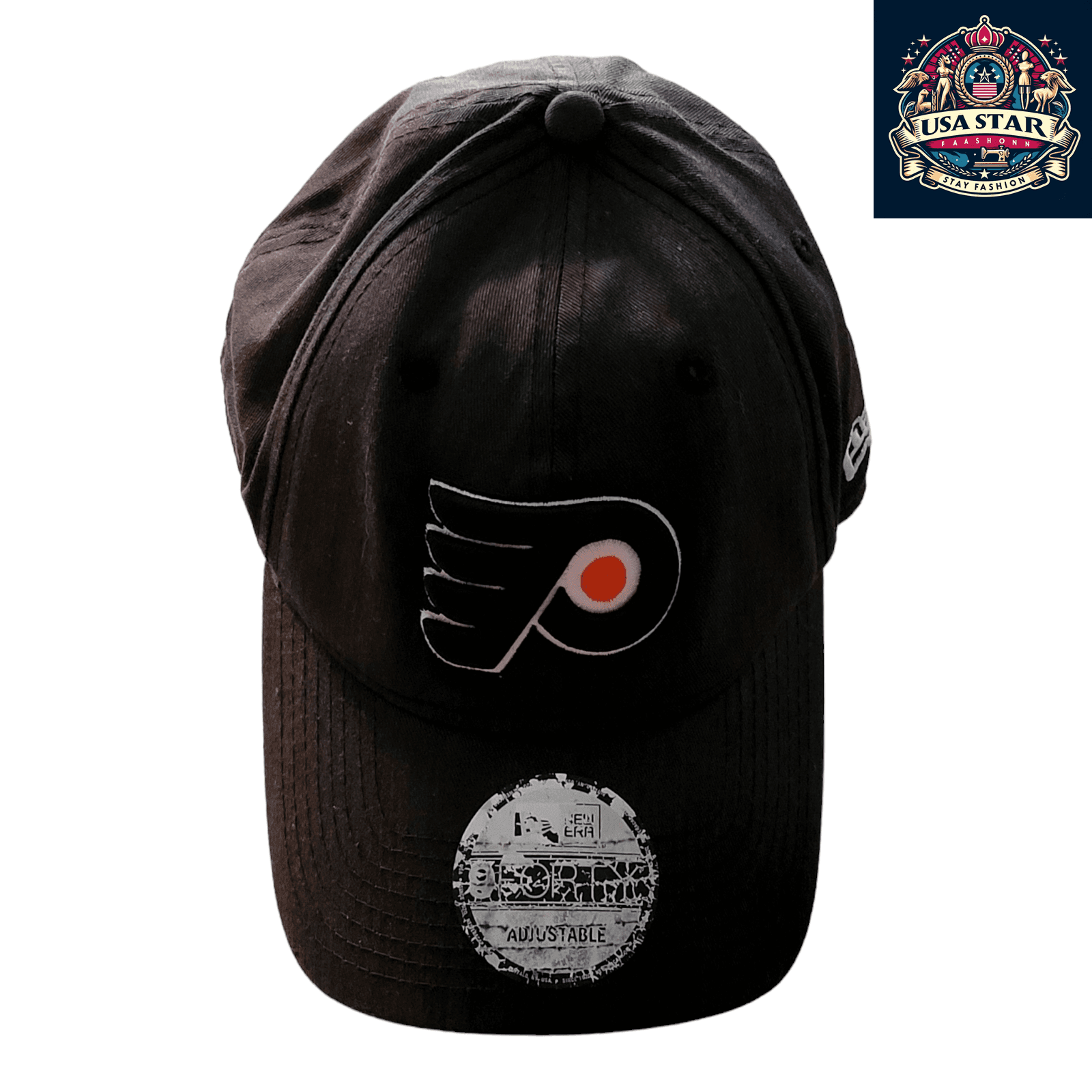 New Era 9FORTY Adjustable Philadelphia Flyers Cap Black One Size Fits Most for Fans - USASTARFASHION