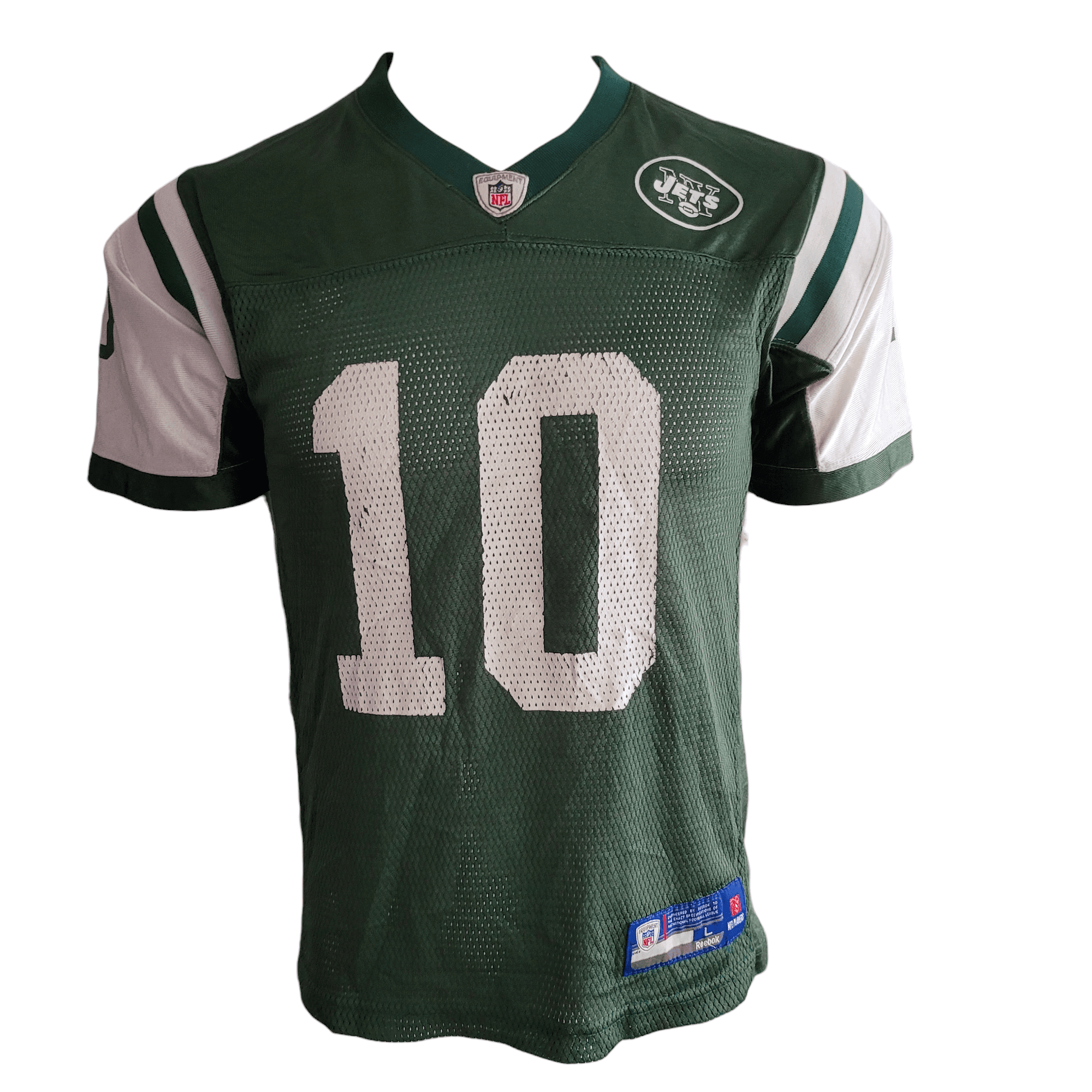New York Jets Jersey Santonio Holmes 10 Youth Large 14 - 16 NFL Authentic Reebok - USASTARFASHION