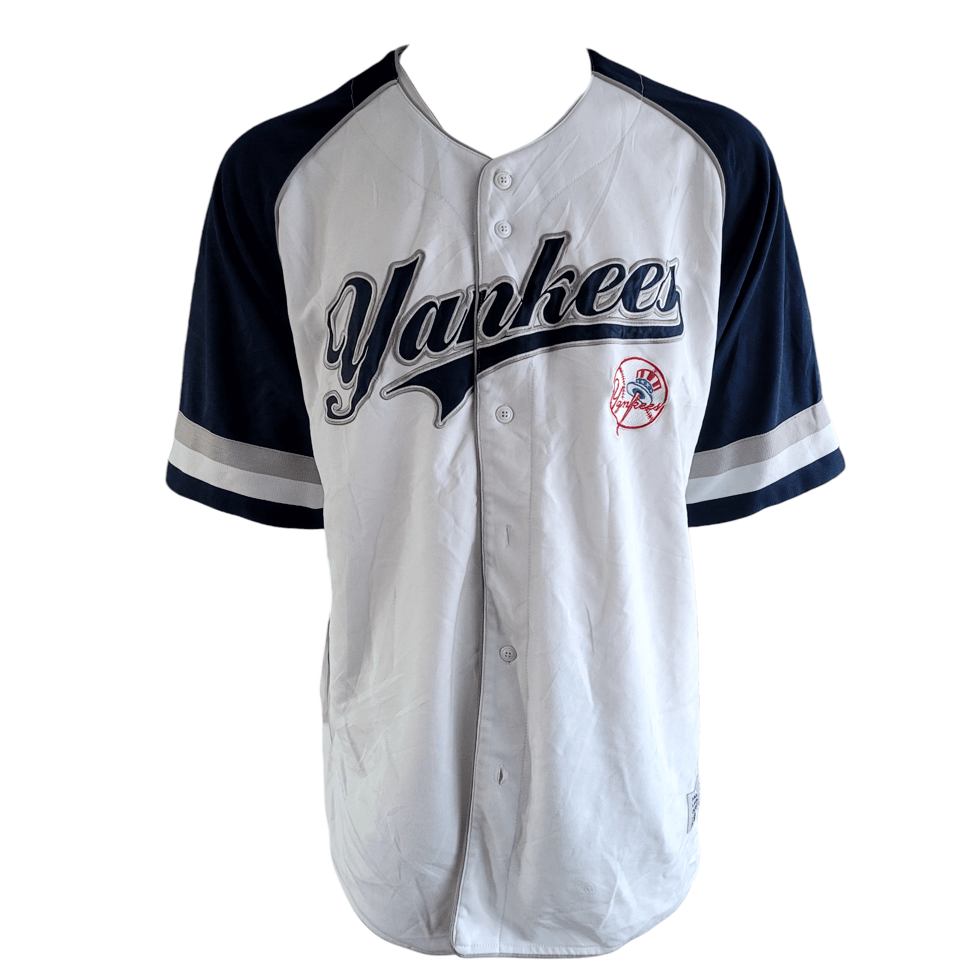 New York Yankees Jersey 2XL – White Body, Navy Sleeves, Embroidered Logo, Stitched Design - USASTARFASHION