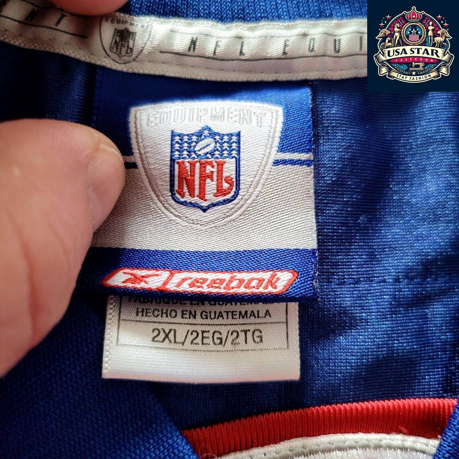 NFL New York Giants Reebok Jeremy Shockey 80 Jersey 2XL - Vintage Retro Blue with White Accents - USASTARFASHION