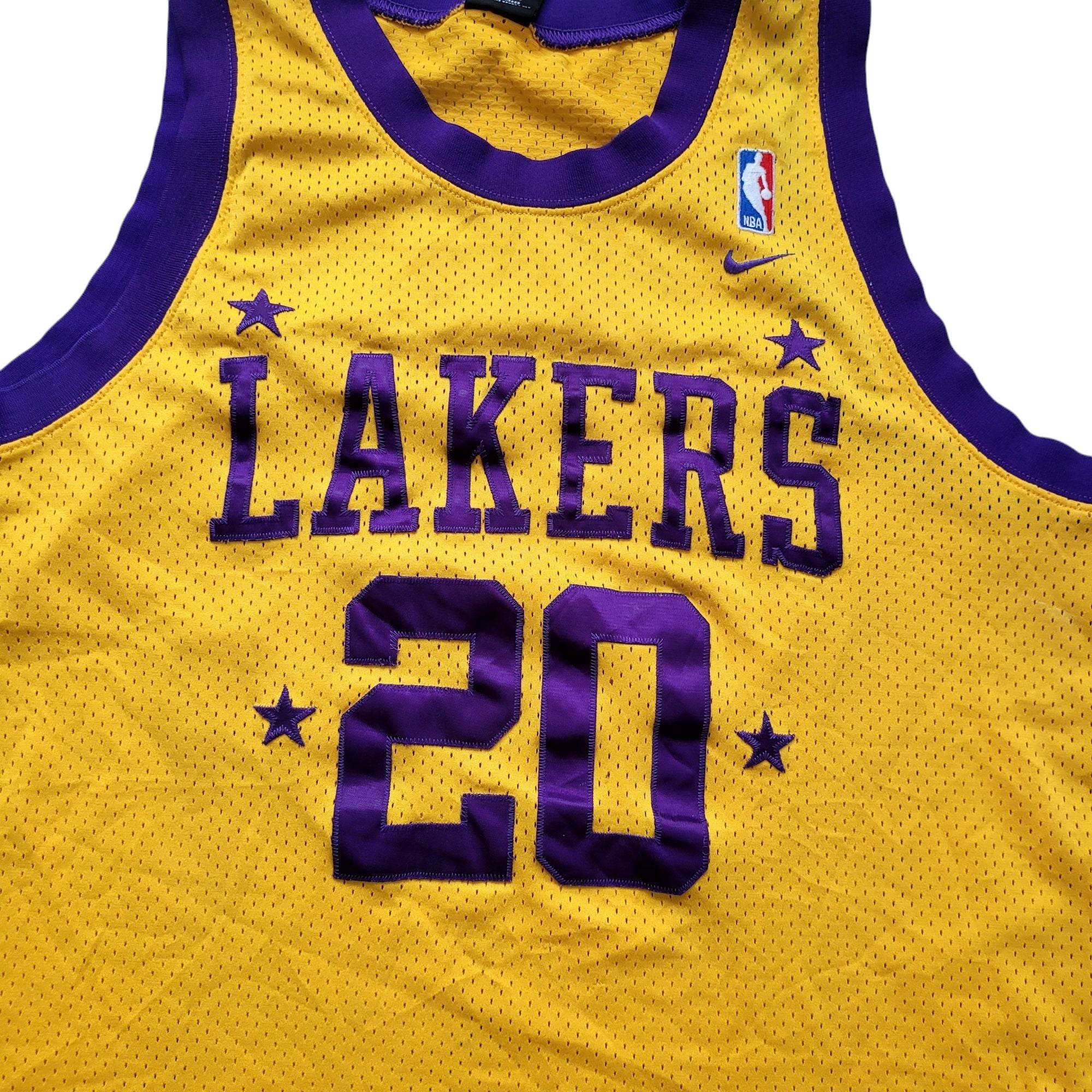Nike 2003 - 04 Los Angeles Lakers Gary Payton 20 Jersey – Gold – Size XL - USASTARFASHION