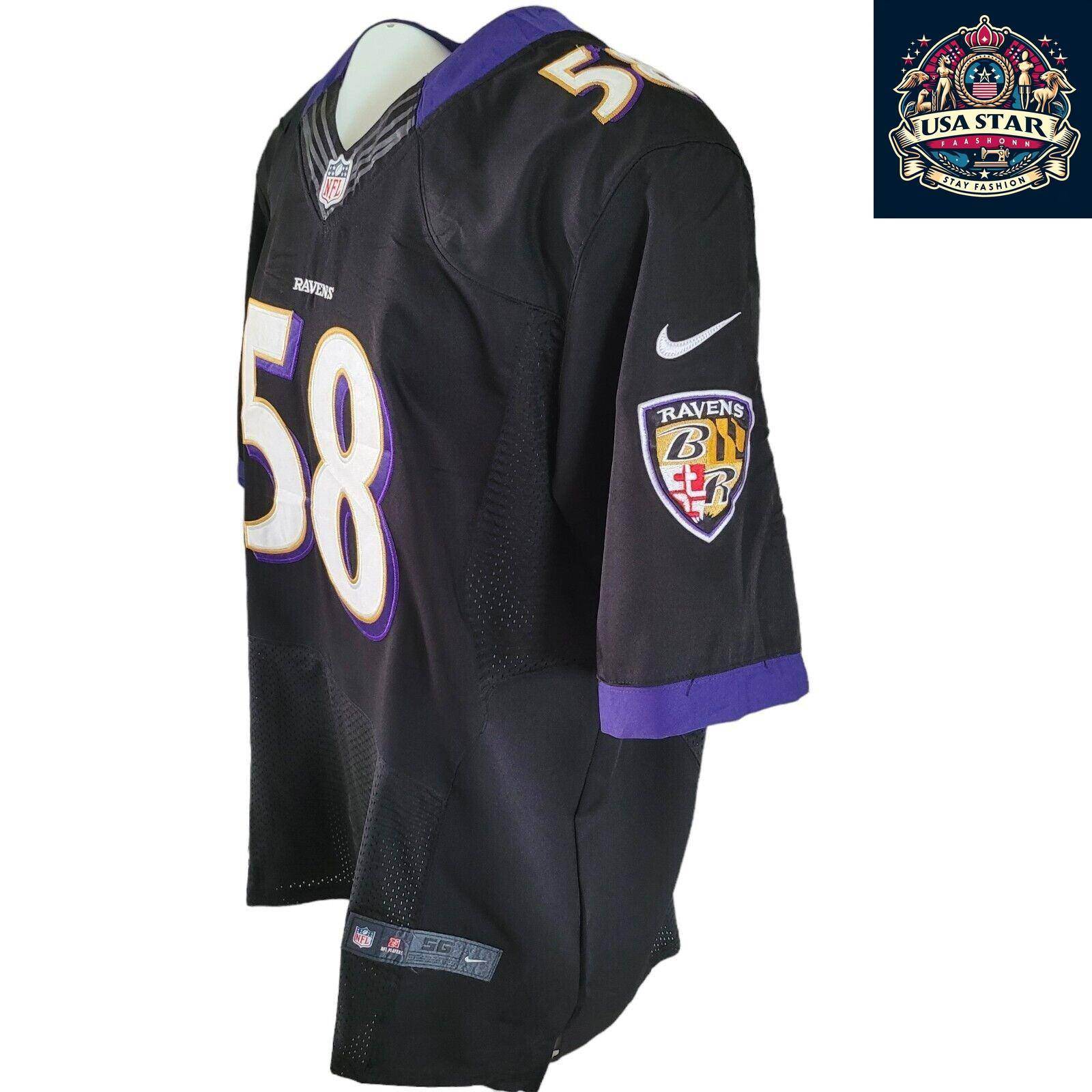 Nike Baltimore Ravens Jersey Elvis Dumervil #58 Men's XXL, Durable Material, Authentic Colors - USASTARFASHION