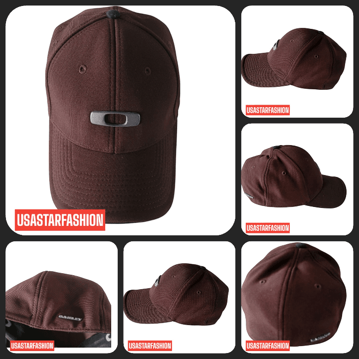 Oakley Flex - Fit Cap S/M - Brown Stretch - Fit Hat with Metal Logo, Comfortable Design - USASTARFASHION