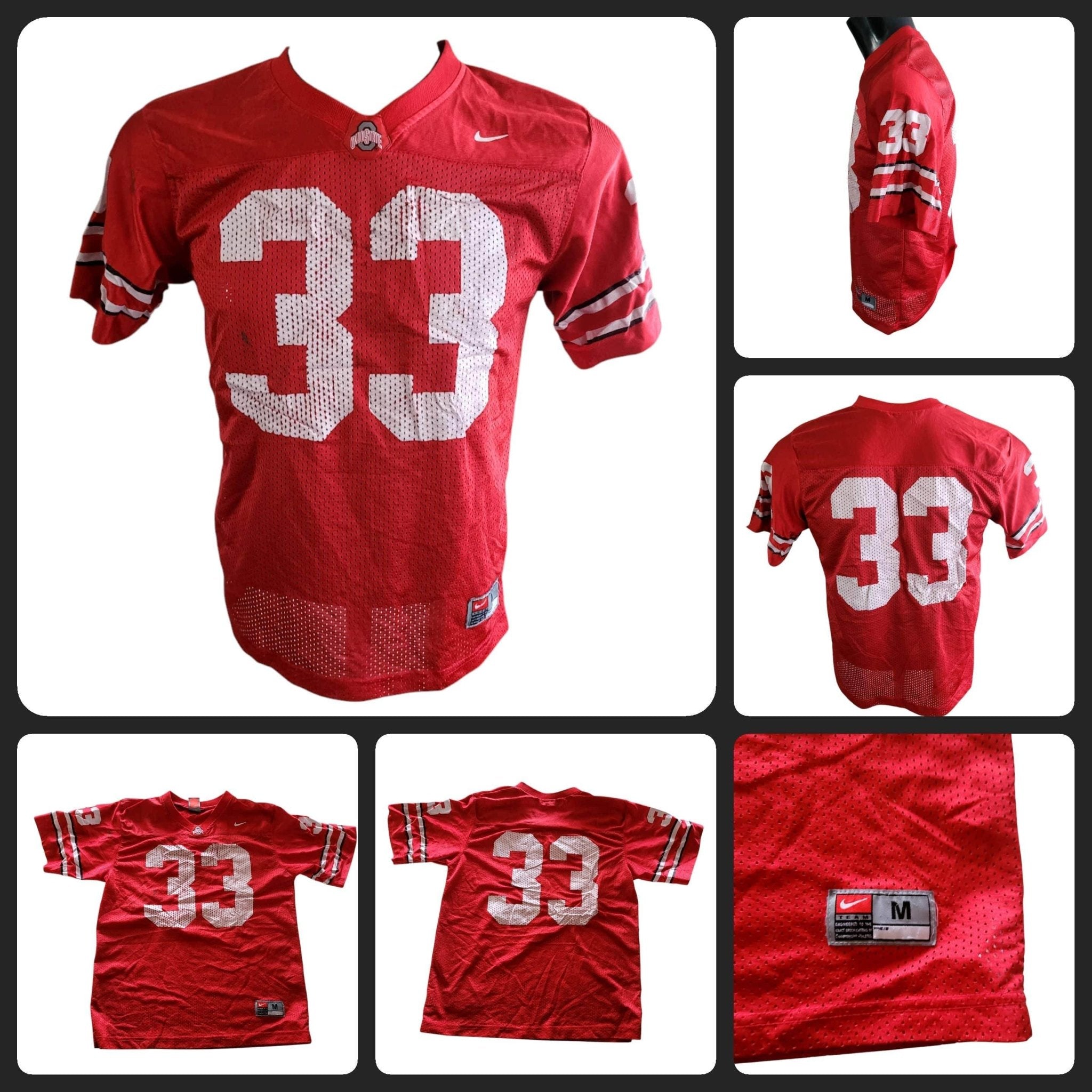 Ohio State Buckeyes Jersey 33 Nike Team Red Youth Medium - High - Quality Polyester Fabric - USASTARFASHION