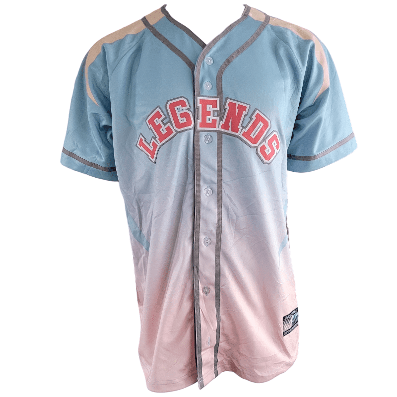 Pink Dolphin Legends Athletic Jersey XL Light Blue & Pink Gradient - Grade A Good Vintage Sportswear - USASTARFASHION