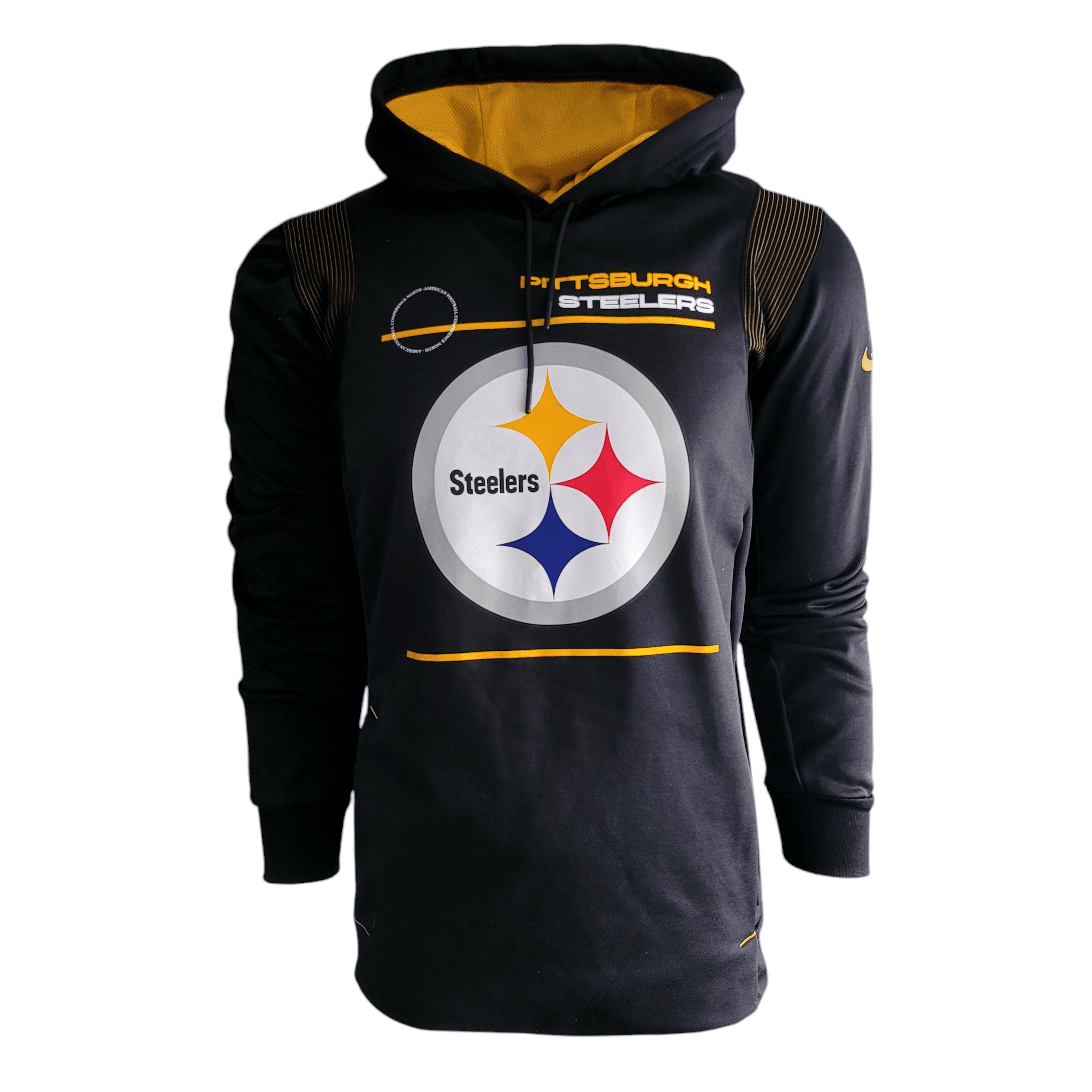 Pittsburgh Steelers Hoodie by Nike, Dri - FIT Technology, Small, Black with Zipped Pockets - USASTARFASHION
