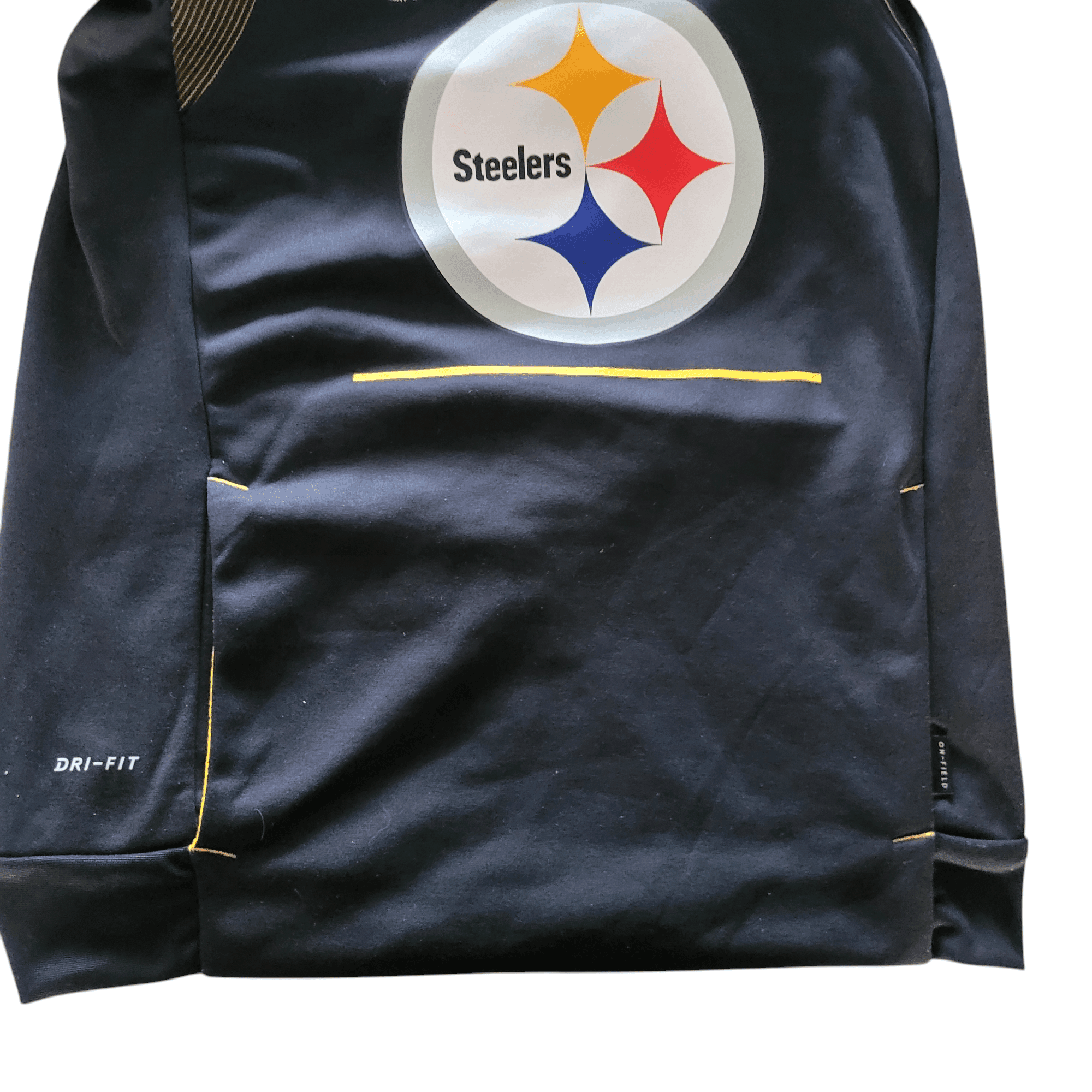 Pittsburgh Steelers Hoodie by Nike, Dri - FIT Technology, Small, Black with Zipped Pockets - USASTARFASHION