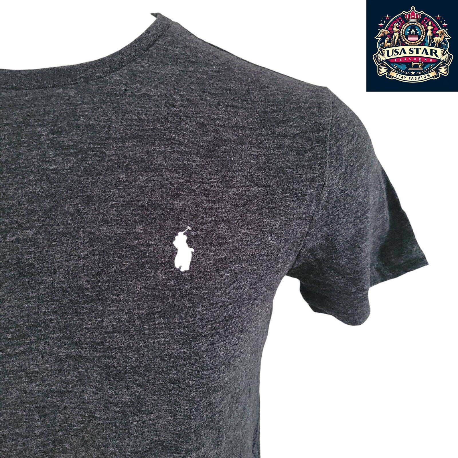 Polo Ralph Lauren Crew Neck T-Shirt Size S, Soft Cotton, Classic Fit, Light Black Color - USASTARFASHION