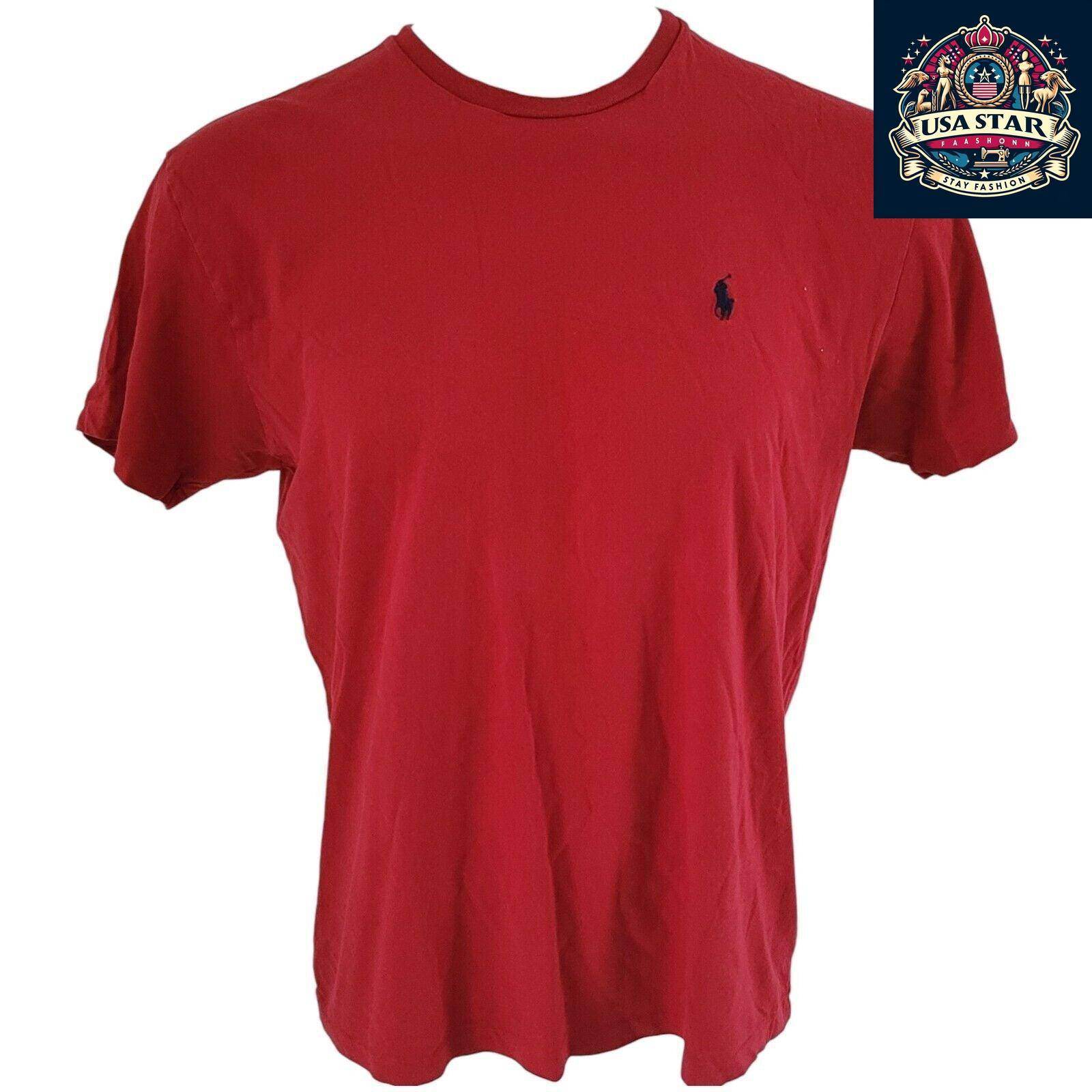 Polo Ralph Lauren Red T-Shirt, 100% Cotton, Unisex Regular Fit, Size M, Classic Crew Neck - USASTARFASHION
