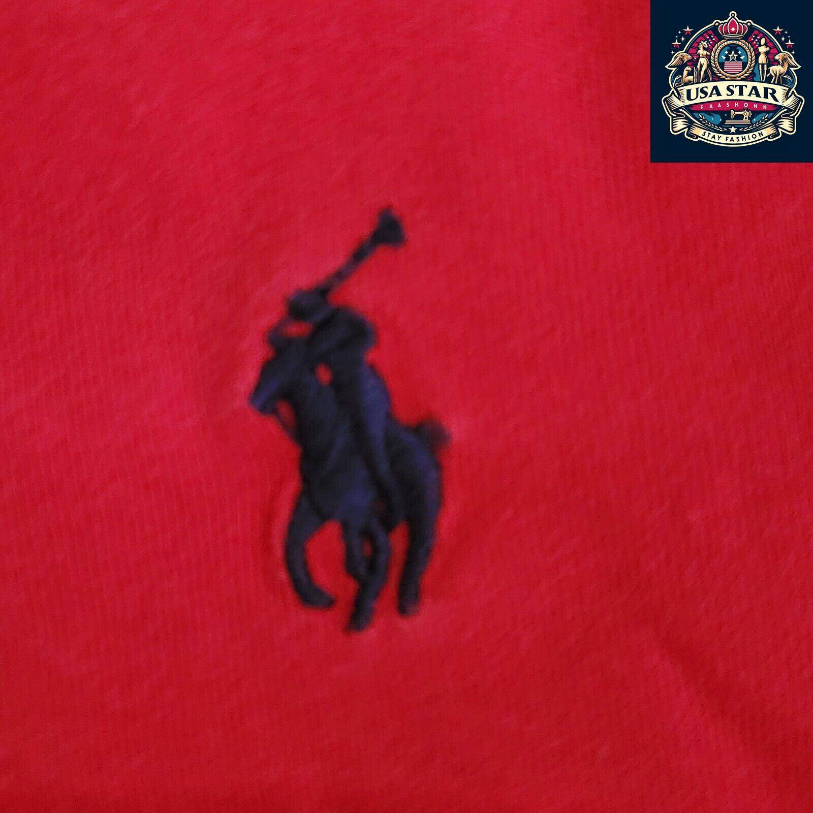 Polo Ralph Lauren Red T-Shirt, 100% Cotton, Unisex Regular Fit, Size M, Classic Crew Neck - USASTARFASHION
