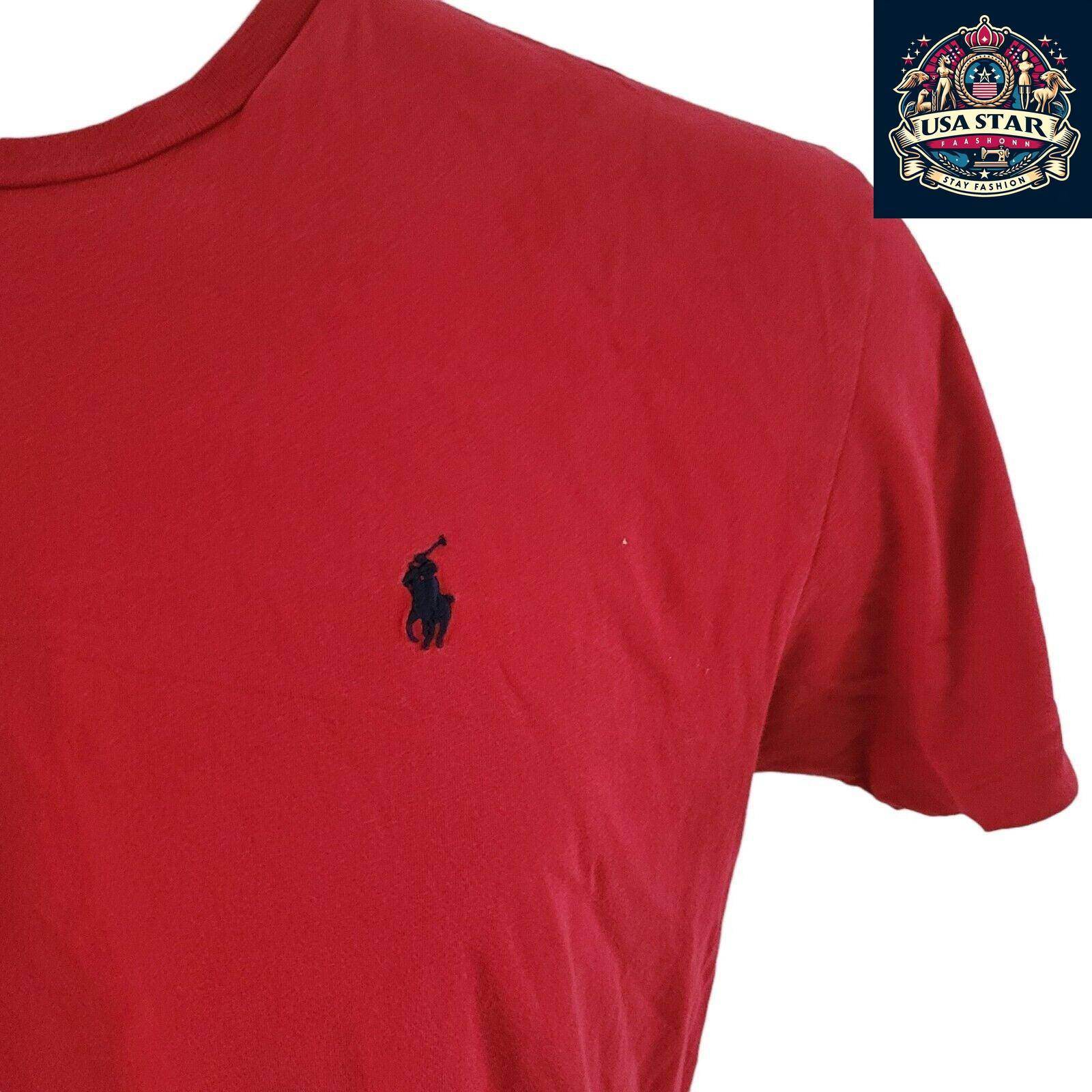 Polo Ralph Lauren Red T-Shirt, 100% Cotton, Unisex Regular Fit, Size M, Classic Crew Neck - USASTARFASHION