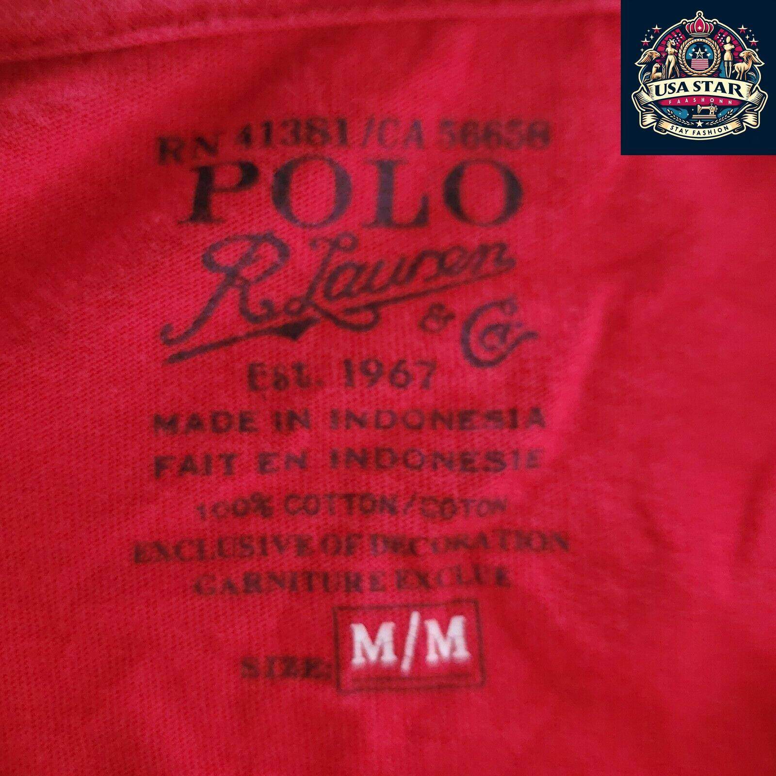 Polo Ralph Lauren Red T-Shirt, 100% Cotton, Unisex Regular Fit, Size M, Classic Crew Neck - USASTARFASHION