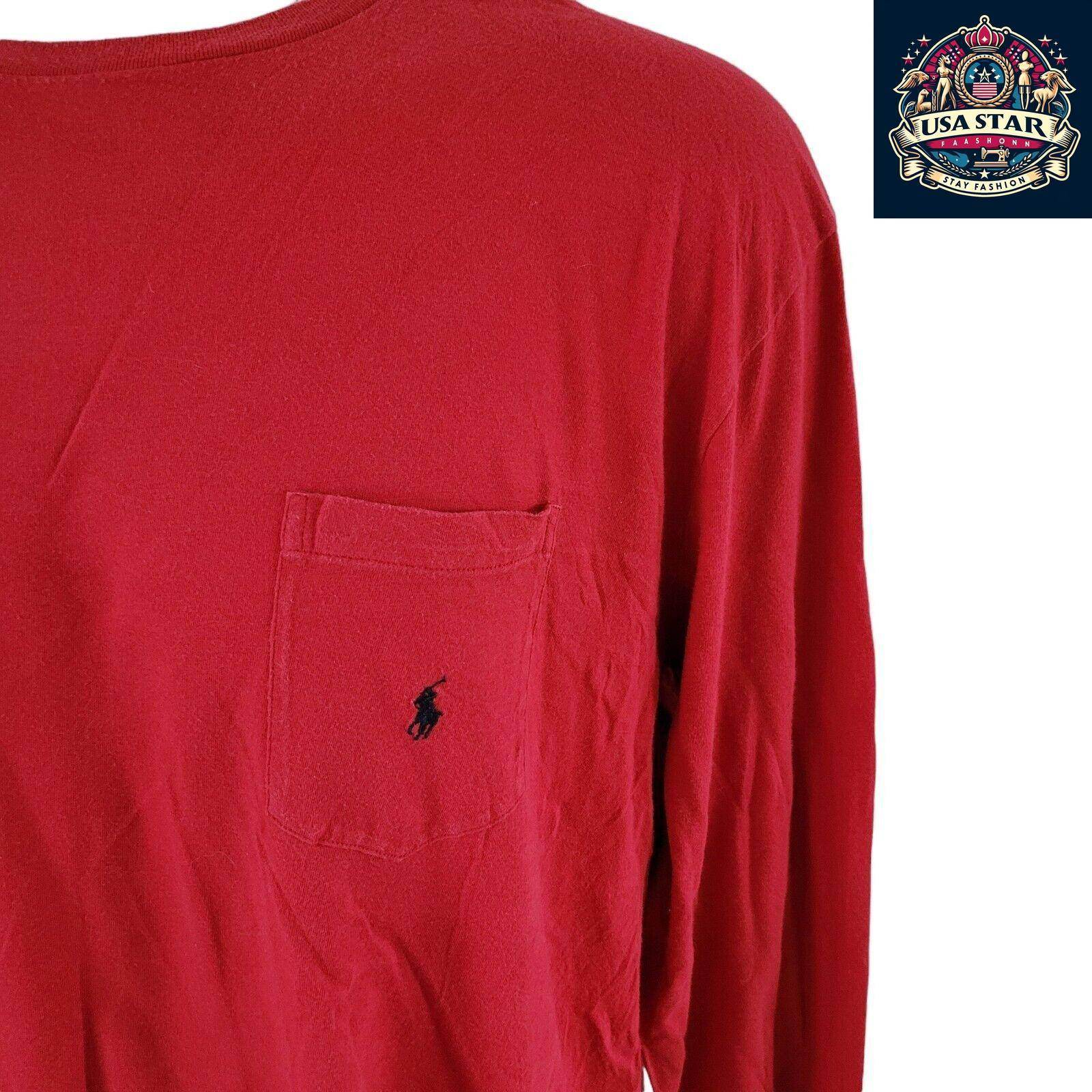 Polo Ralph Lauren Sweatshirt XL - Vintage Red Cotton Pullover, Soft & Breathable Classic Style - USASTARFASHION