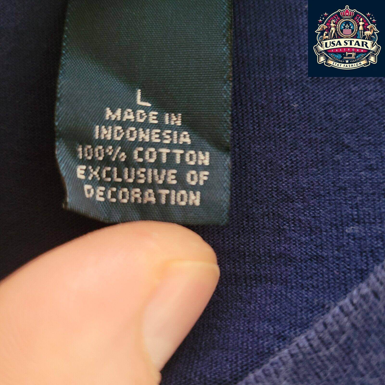 Polo Ralph Lauren T-Shirt L Navy Blue Cotton, Iconic Logo, Vintage Condition, Crew Neck Style - USASTARFASHION