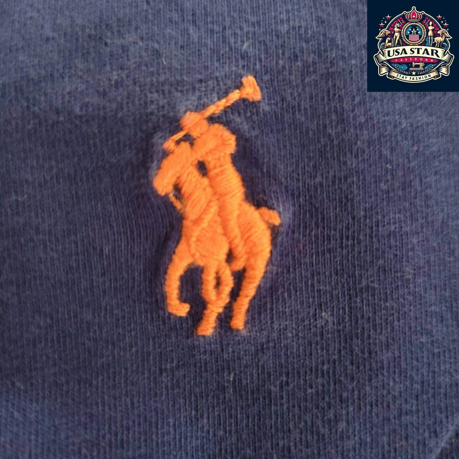 Polo Ralph Lauren T-Shirt L Navy Blue Cotton, Iconic Logo, Vintage Condition, Crew Neck Style - USASTARFASHION