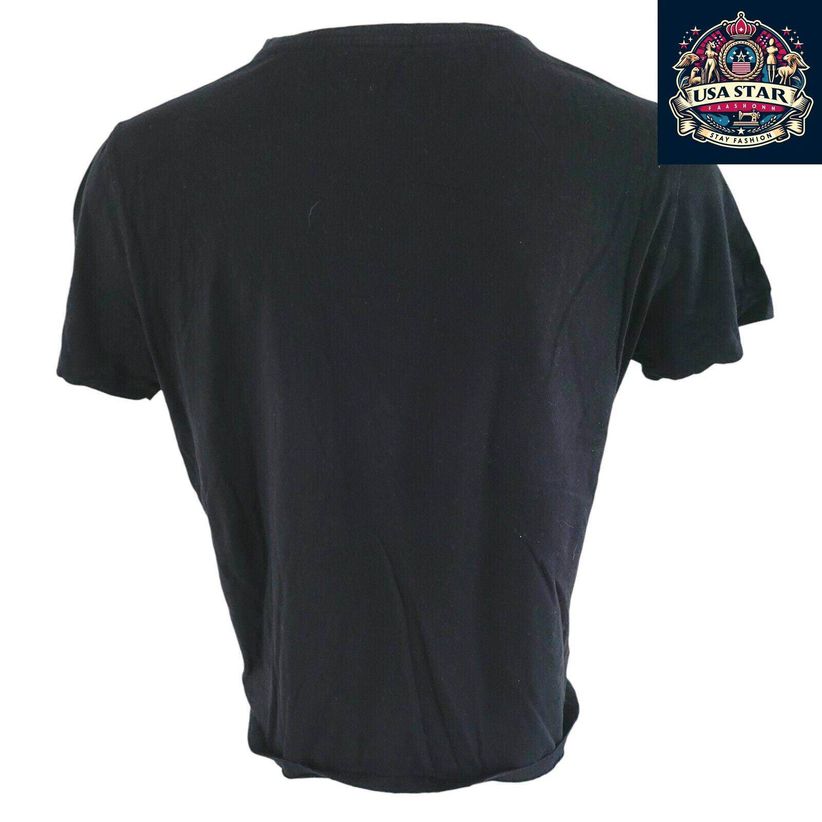 Polo Ralph Lauren V-Neck T-Shirt Black Cotton Size L | Classic Comfort & Timeless Style - USASTARFASHION
