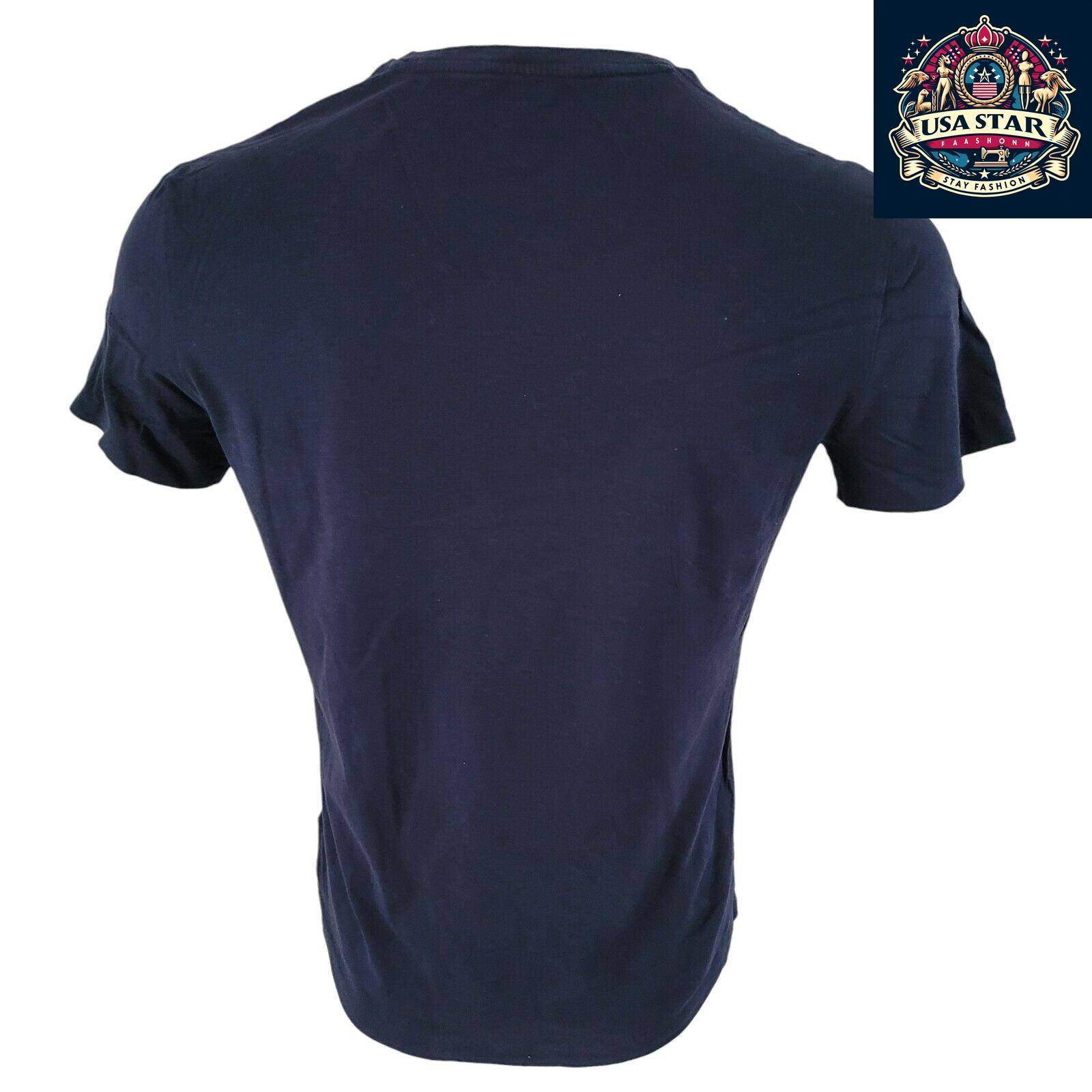 Polo Ralph Lauren V Neck T Shirt Navy Blue, Breathable Cotton, Timeless Style, Size Small - USASTARFASHION