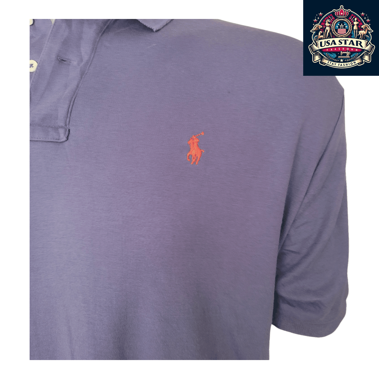 Ralph Lauren Polo Shirt Men's Purple Classic Fit Size L 100% Cotton Short Sleeve Casual Wear - USASTARFASHION