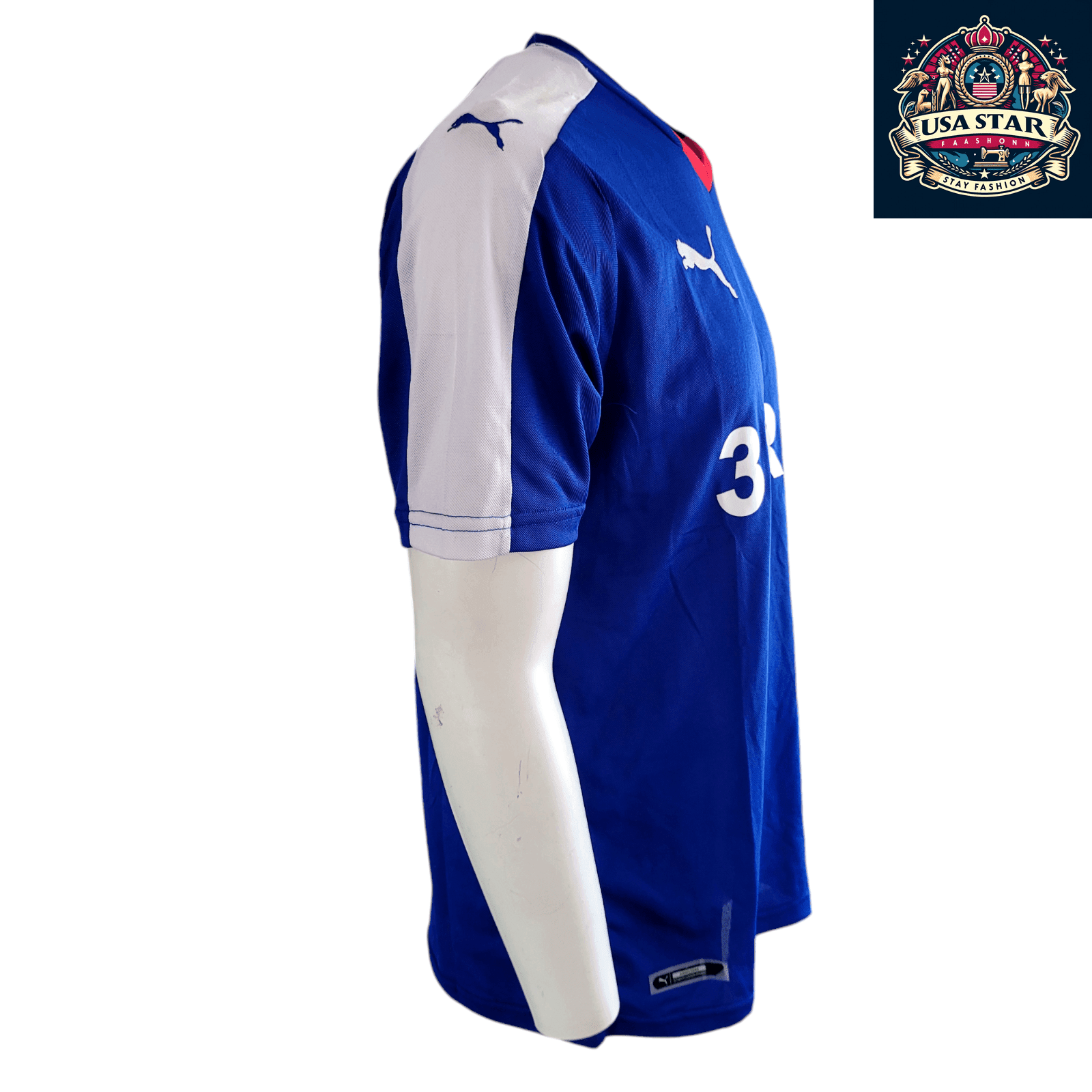 Rangers FC Jersey by Puma - 32Red Sponsor Football Shirt, Blue, Men's Large, Moisture - Wicking - USASTARFASHION