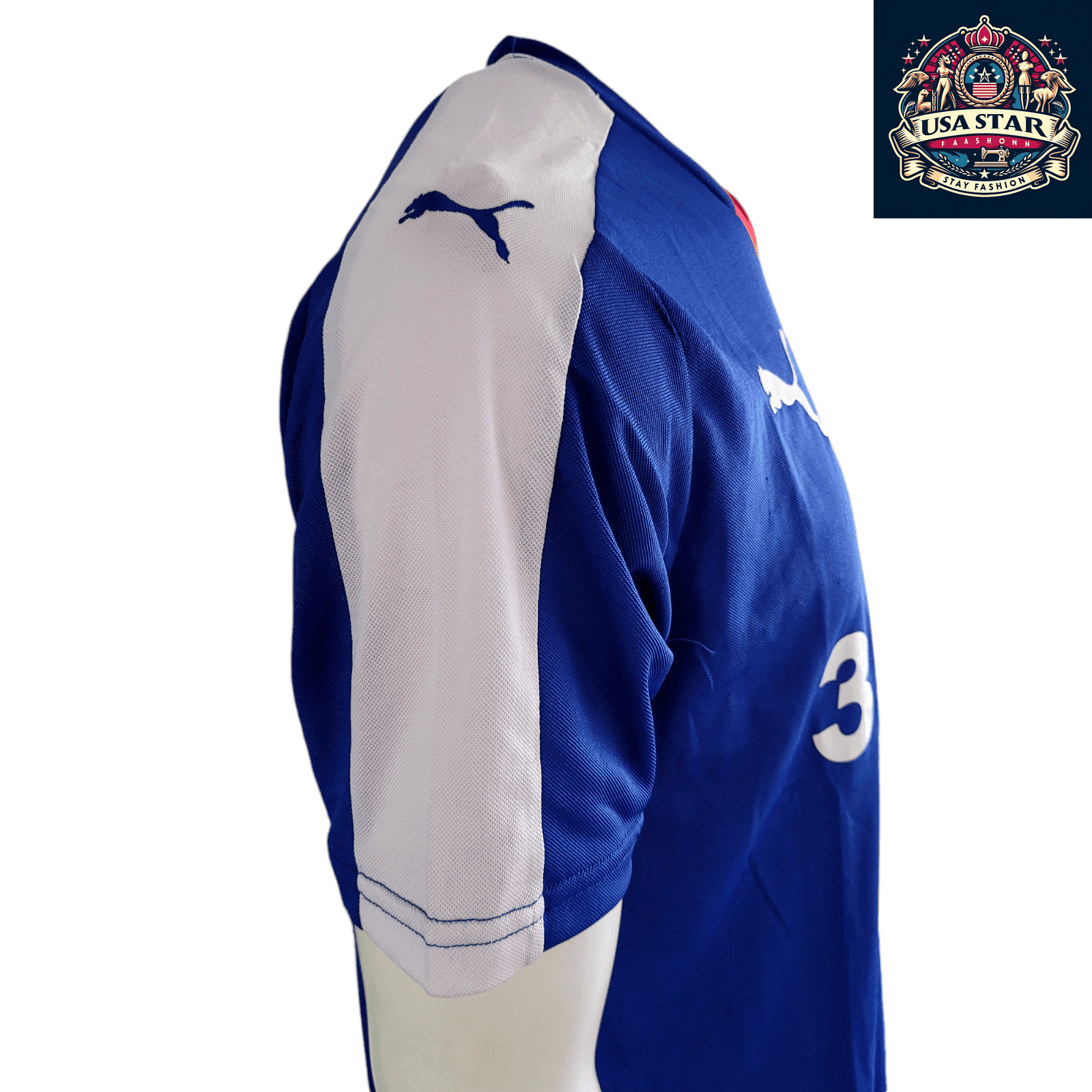 Rangers FC Jersey by Puma - 32Red Sponsor Football Shirt, Blue, Men's Large, Moisture - Wicking - USASTARFASHION