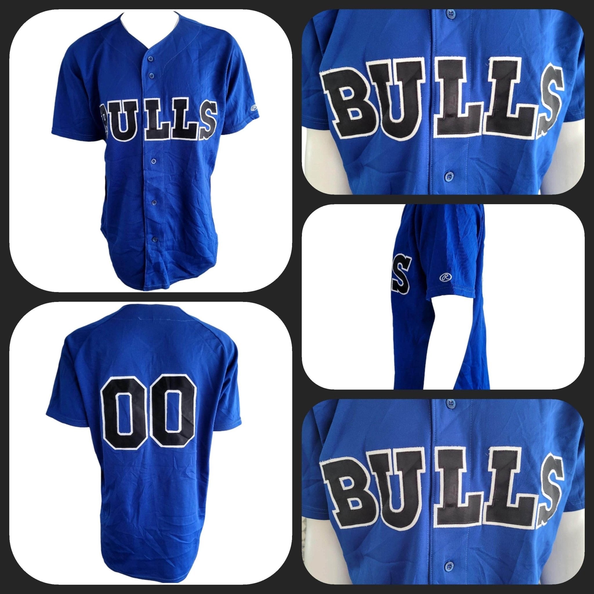 Rawlings Bulls Baseball Jersey XL - Vibrant Blue, 100% Polyester, Lightweight & Breathable Fit - USASTARFASHION