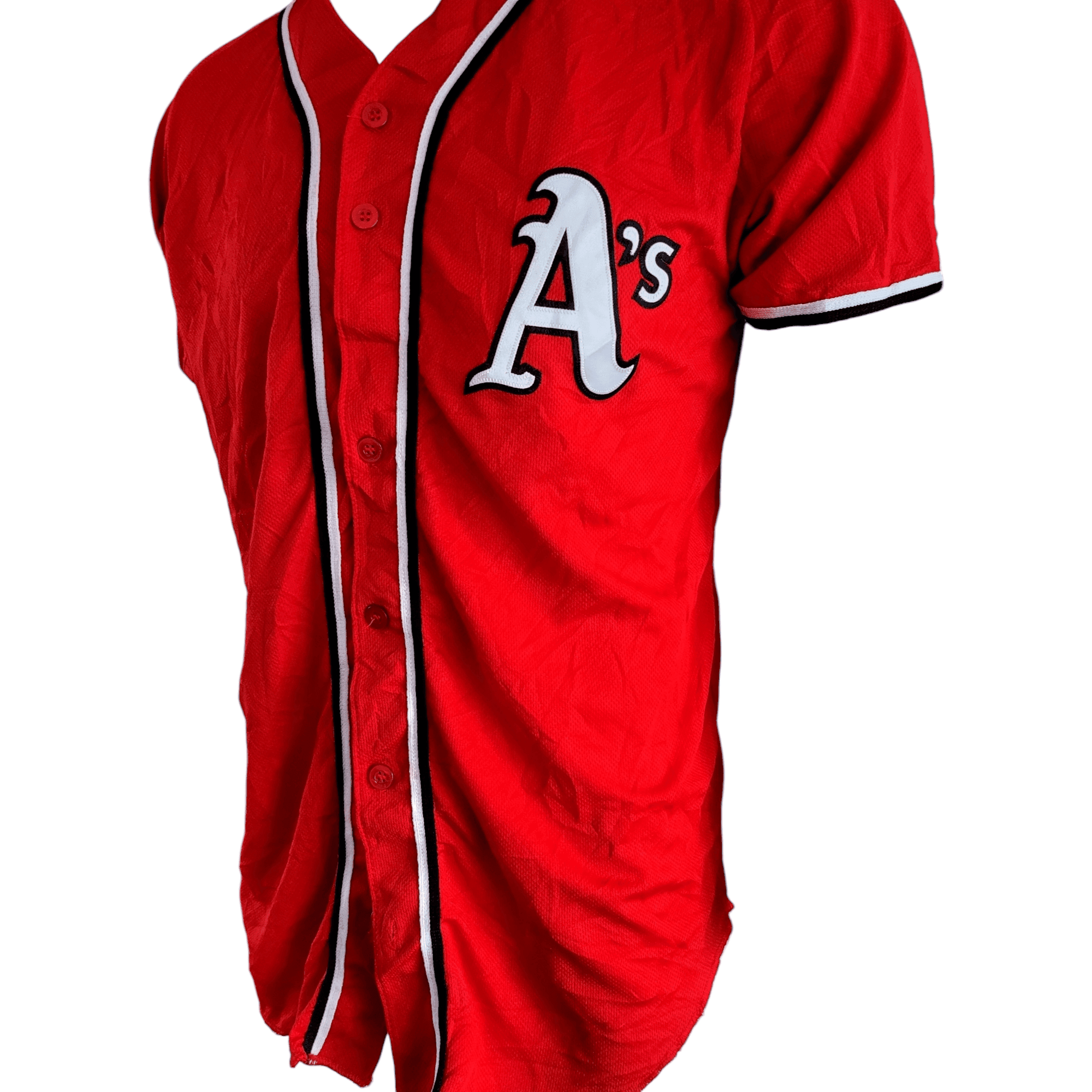 Red A’s Majestic Athletic Jersey - Men’s Medium 2, 100% Polyester, Used, Made in Canada - USASTARFASHION