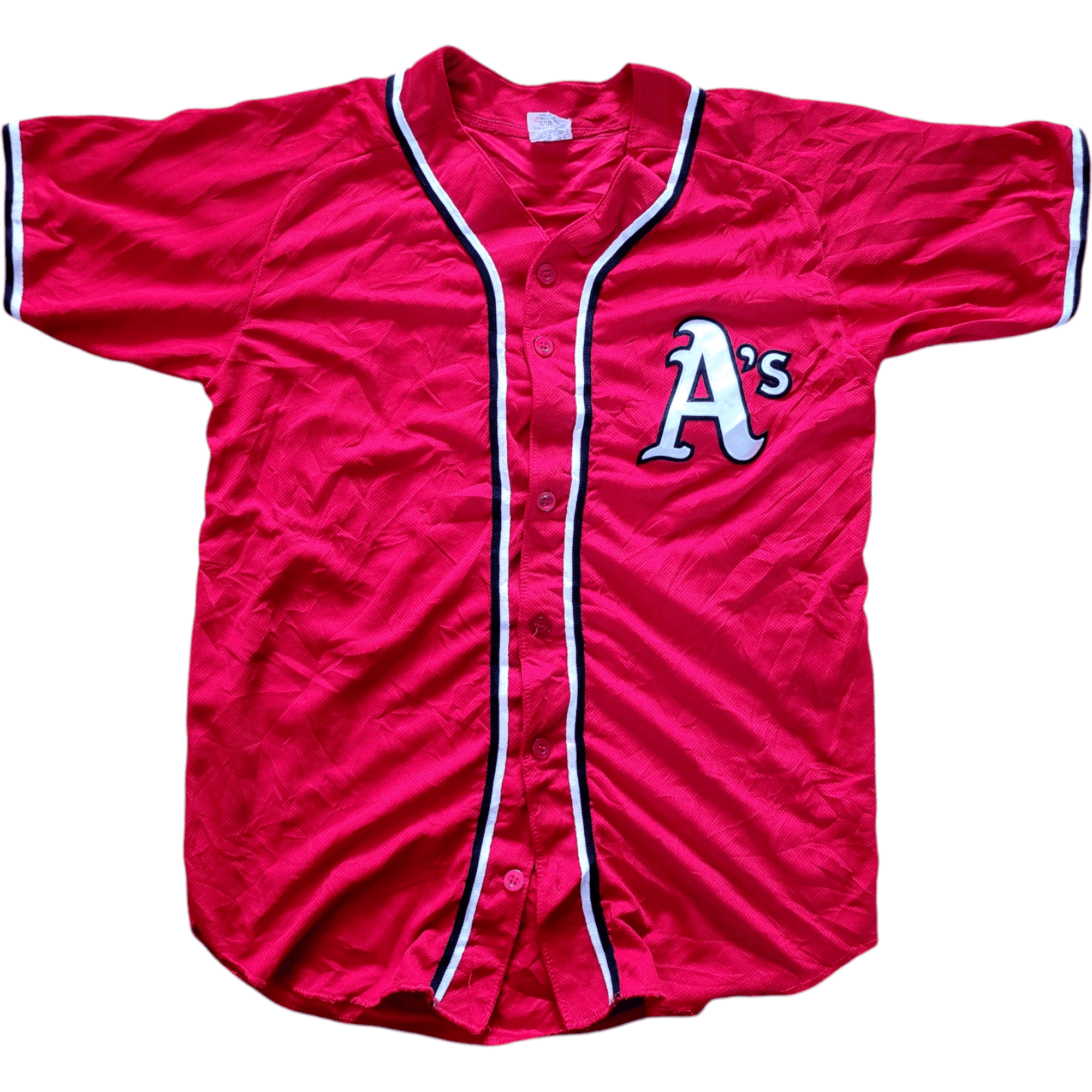 Red A’s Majestic Athletic Jersey - Men’s Medium 2, 100% Polyester, Used, Made in Canada - USASTARFASHION