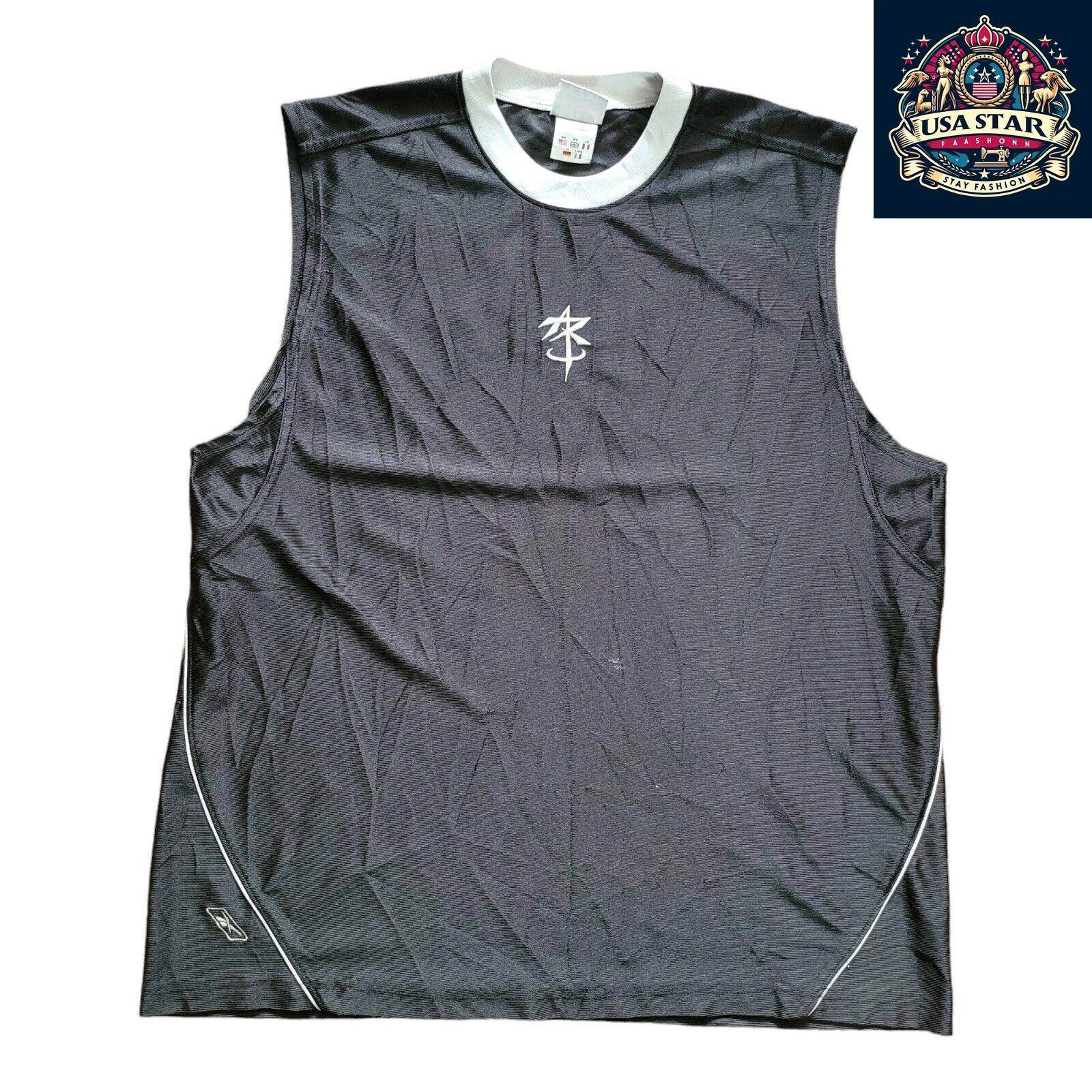 Reebok Basketball Vest T-Shirt Size M, Lightweight Moisture - Wicking Fabric, Sporty Black Design - USASTARFASHION