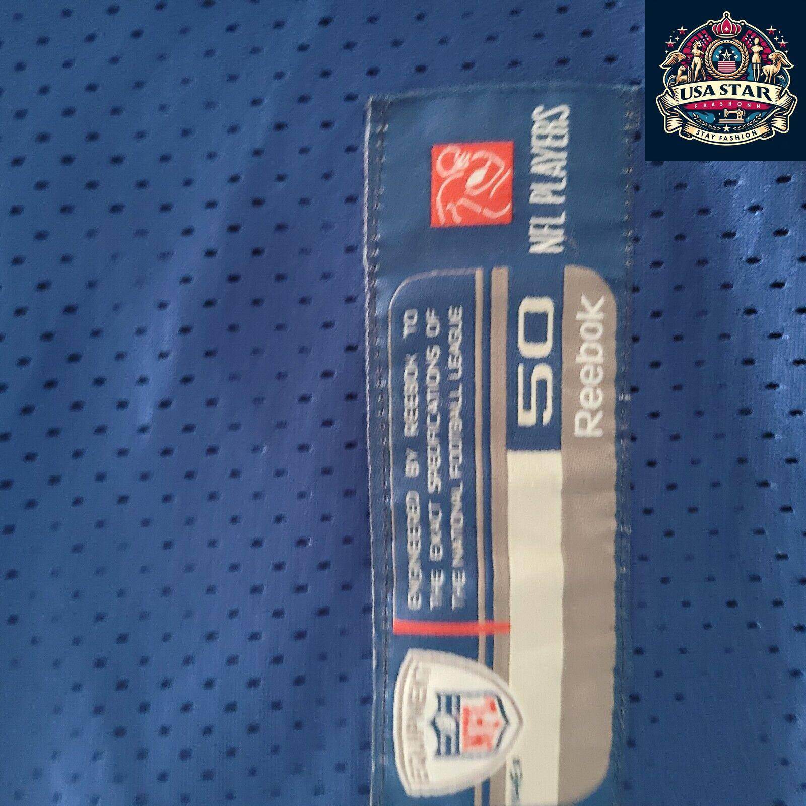 Reebok NFL Giants Jersey Jason Pierre - Paul Blue Size 50 with Moisture - Wicking Fabric - USASTARFASHION