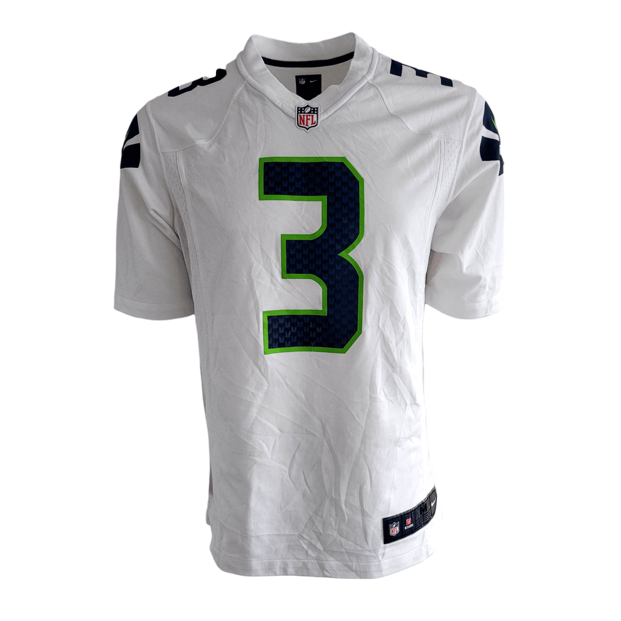 Russell Wilson Seattle Seahawks NFL Jersey 3 White Size M Nike On Field - USASTARFASHION