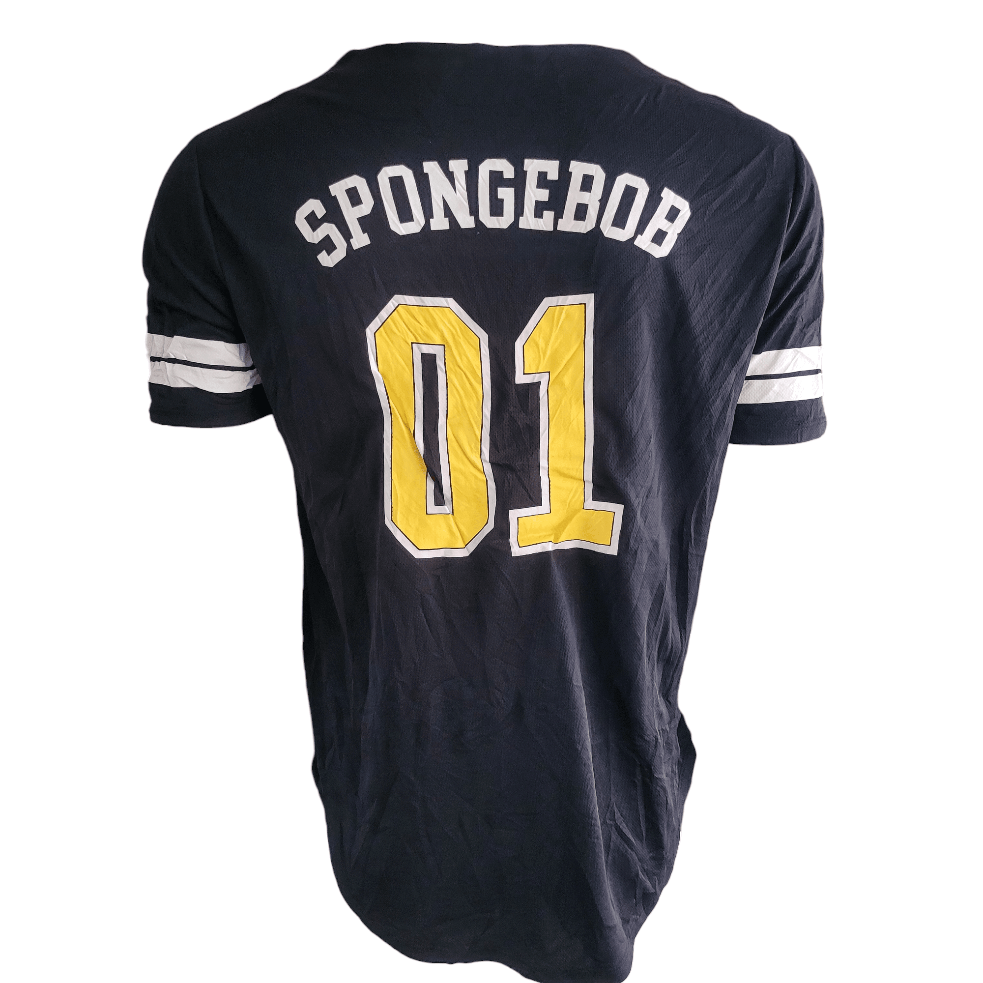 SpongeBob SquarePants Jersey Shirt Large Black with Fun Graphics Featuring SpongeBob and Patrick - USASTARFASHION